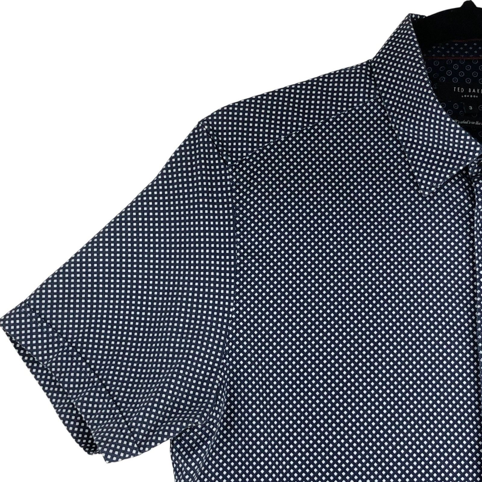 Ted Baker Ted Baker Shirt M Navy Geometric Short Sleeve Button Up Size US M / EU 48-50 / 2 - 6 Thumbnail