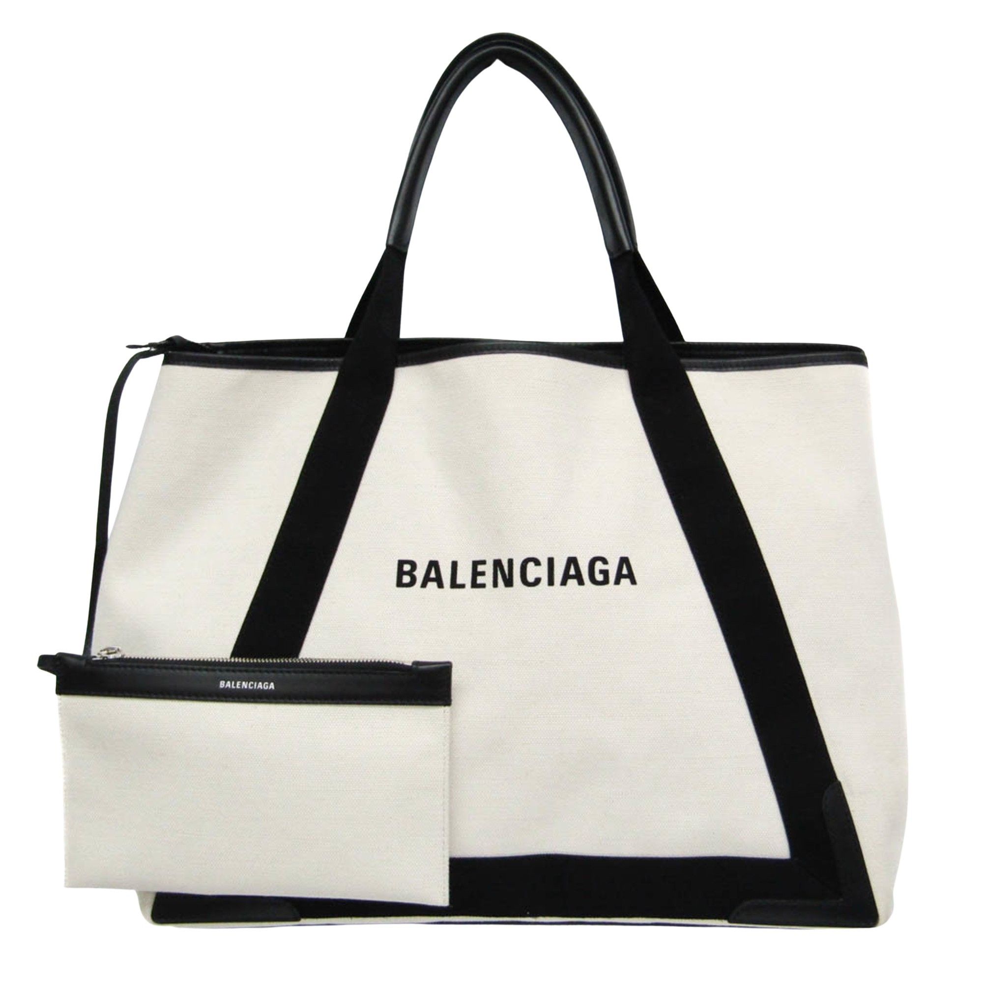 Balenciaga Navy Cabas White Canvas Tote Bag (Pre-Owned) Size ONE SIZE - 1 Thumbnail