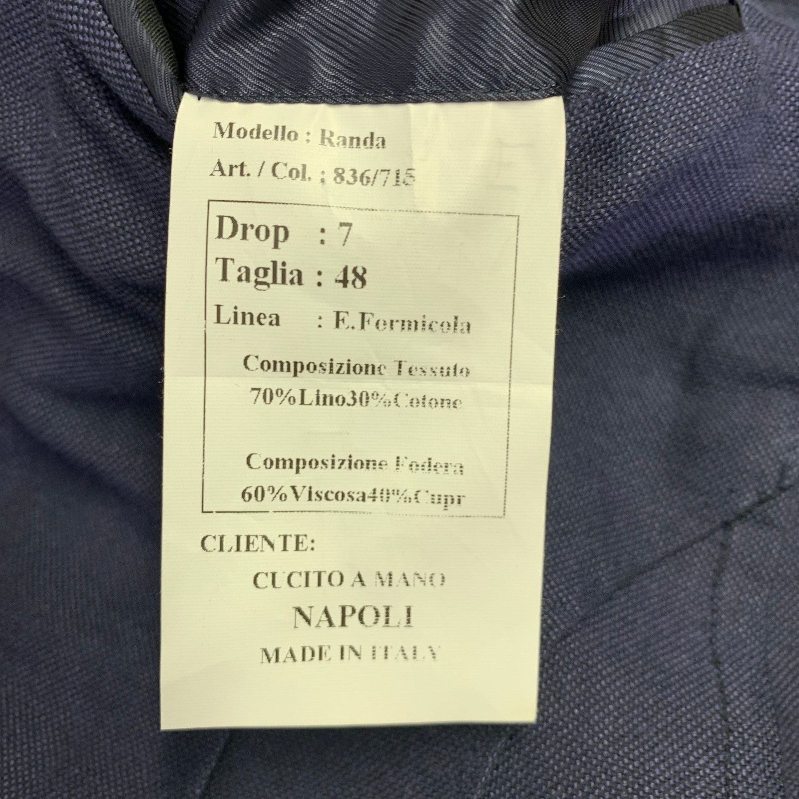 Other E. FORMICOLA 38 Blue Linen Cotton Single Breasted Jacket Size US M / EU 48-50 / 2 - 6 Thumbnail