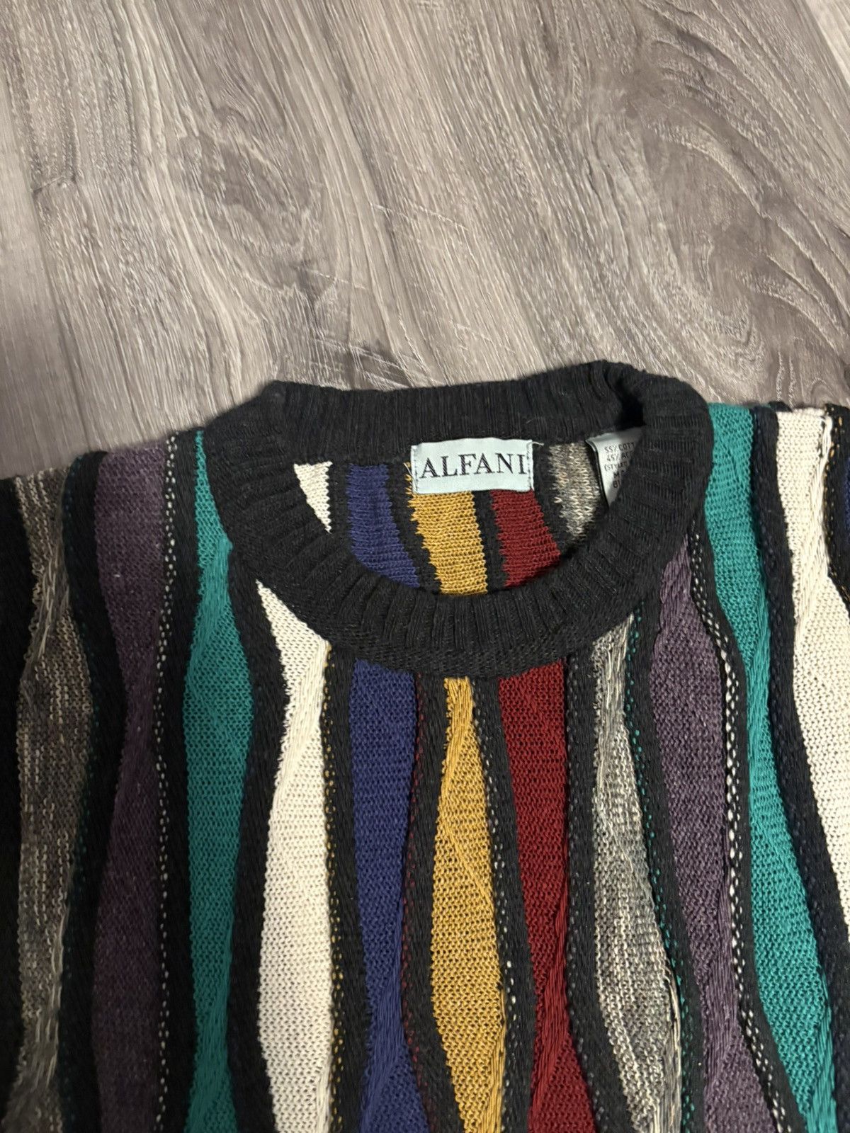 Alfani Crazy Multicolour 90s Coogi-Esque 3D Knit Alfani Sweater Size US M / EU 48-50 / 2 - 2 Thumbnail