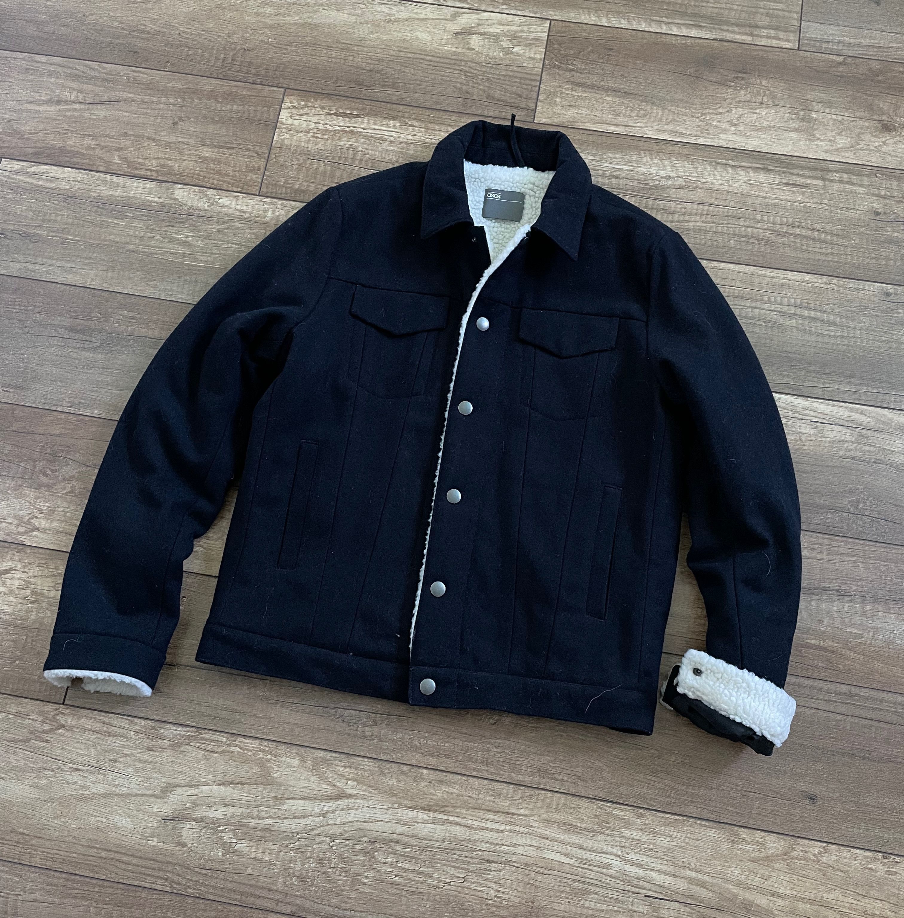 Asos ASOS Wool Sherpa Trucker Fur Insulated Jacket Bomber Size US S / EU 44-46 / 1 - 1 Thumbnail
