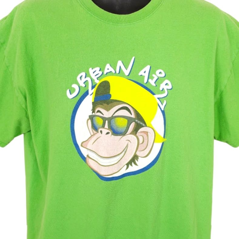 Gildan VINTAGE Urban Air Skateboarding T Shirt Mens Size XL Green Skater Monkey Size US XL / EU 56 / 4 - 2 Thumbnail
