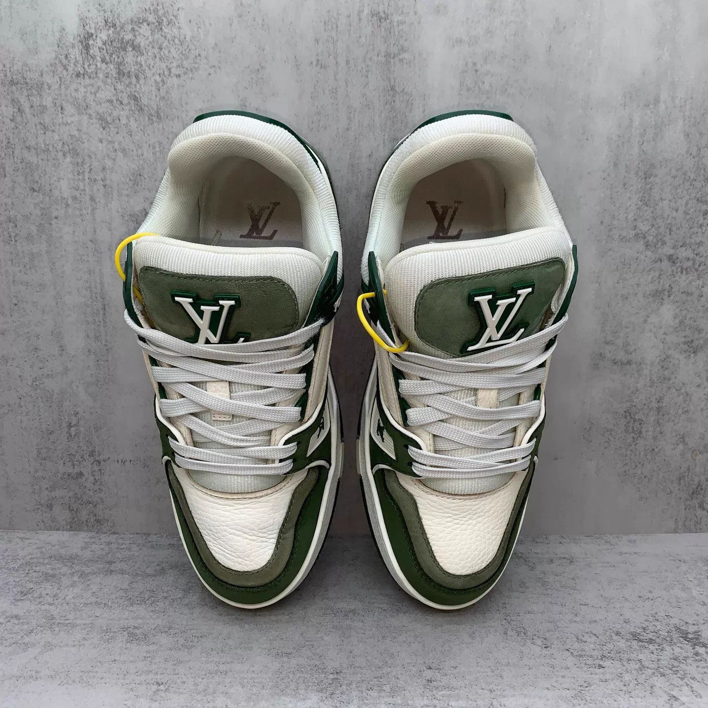 Louis Vuitton Lv Trainer White Green Suede 37 95 New Size US 6.5 / IT 36.5 - 6 Thumbnail