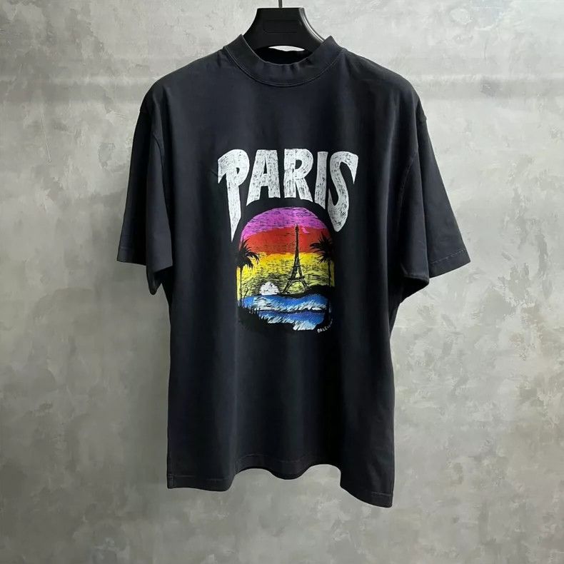 Balenciaga Balenciaga Black Paris Print Short Sleeve T-shirt - dmc Size US S / EU 44-46 / 1 - 1 Thumbnail