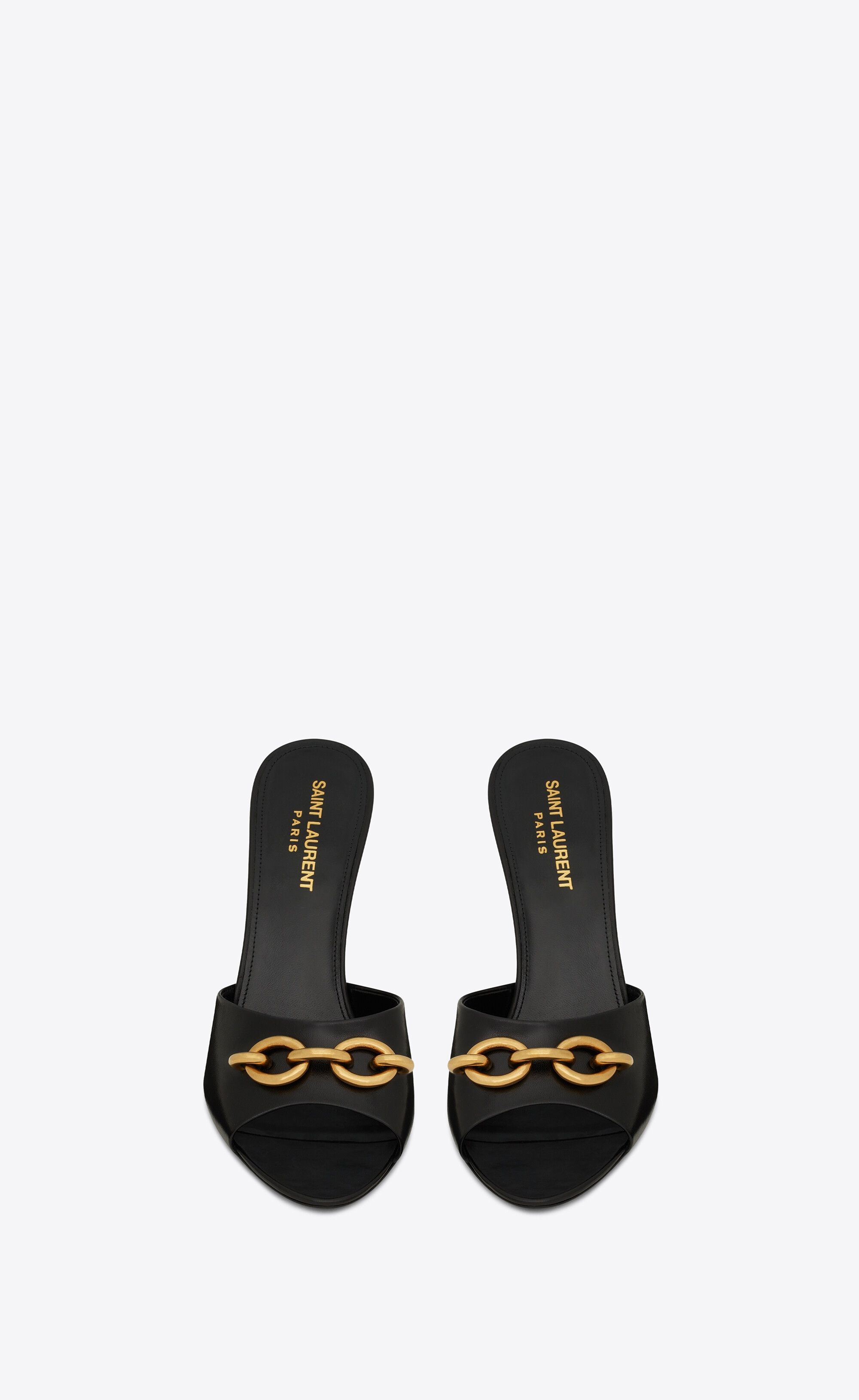 Saint Laurent Paris o1s1wg111224 Le Maillon Heeled Mules Smooth Leather in Black Size US 9 / IT 39 - 2 Thumbnail