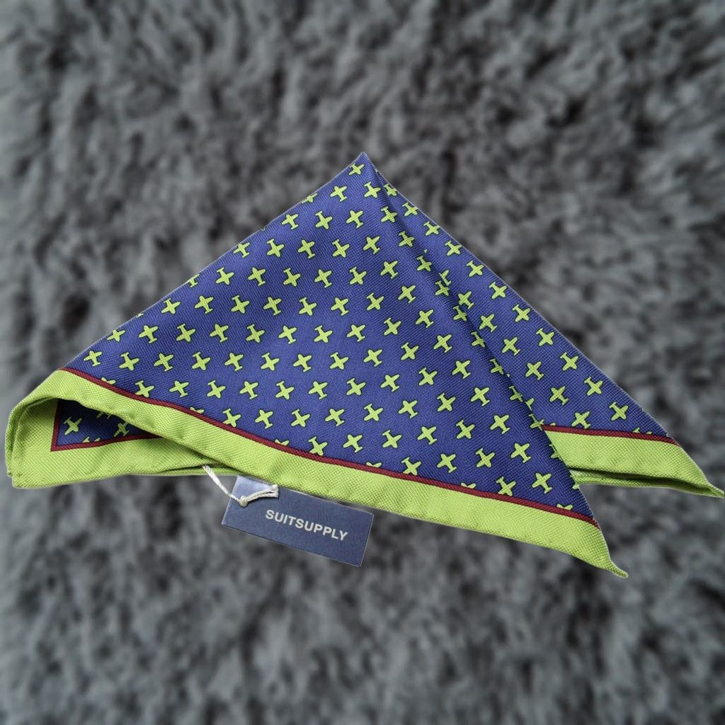 Suitsupply Suitsupply Pocket Graphic Navy Handkerchief Men's ONE SIZE Pure Silk Formal Blue Size ONE SIZE - 1 Thumbnail