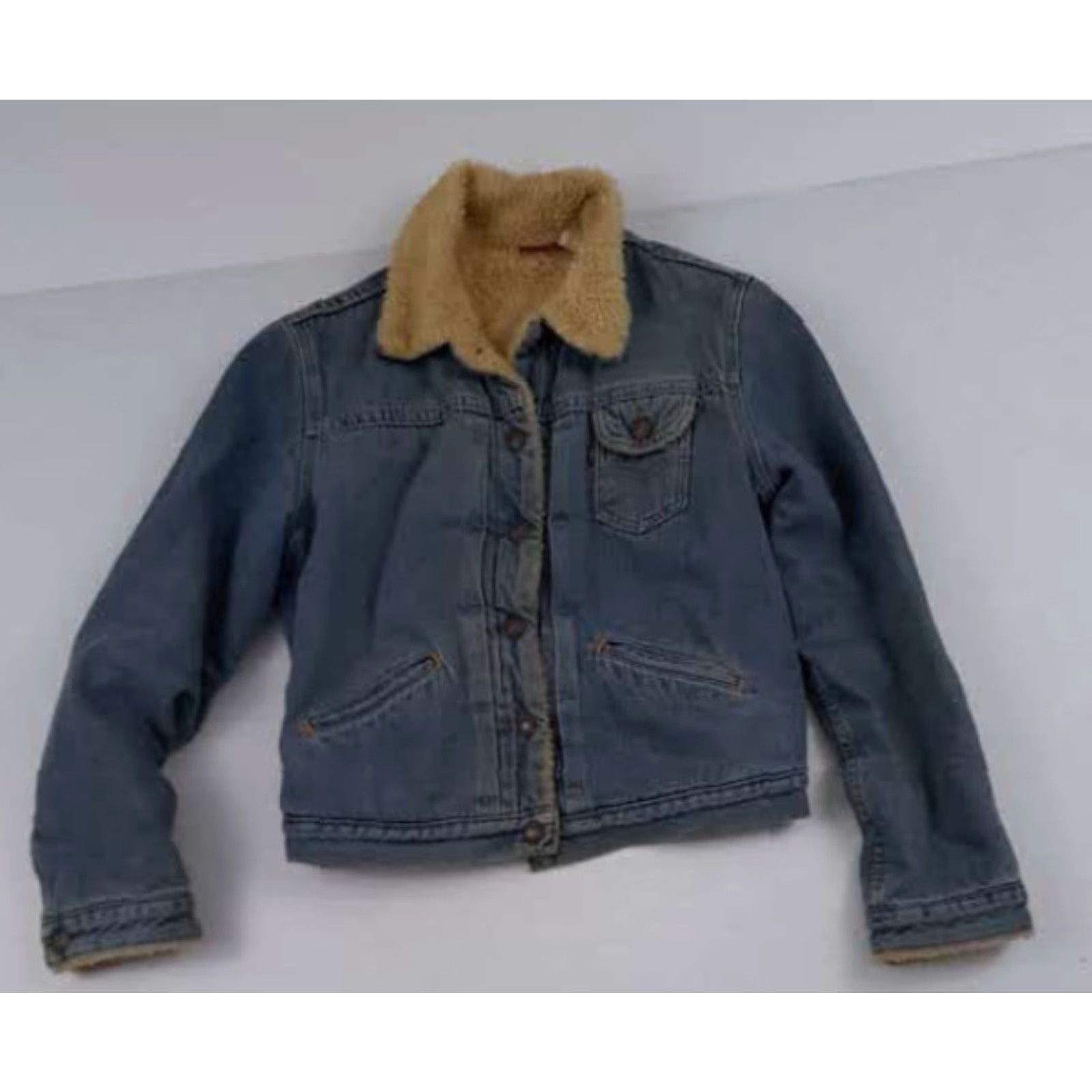Vintage VINTAGE Levis Jacket Woman Junior Medium Sherpa Lined Blue Denim Bomber Western Outdoor Wear Womens Size 32" / US 10 / IT 46 - 4 Thumbnail