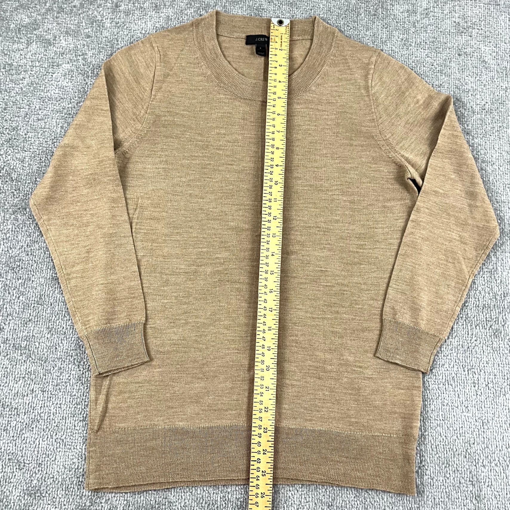 J.Crew J.CREW Lightweight Knit Sweater Women Small Brown Merino Wool Crew Neck Regular Fit Size S / US 4 / IT 40 - 4 Thumbnail