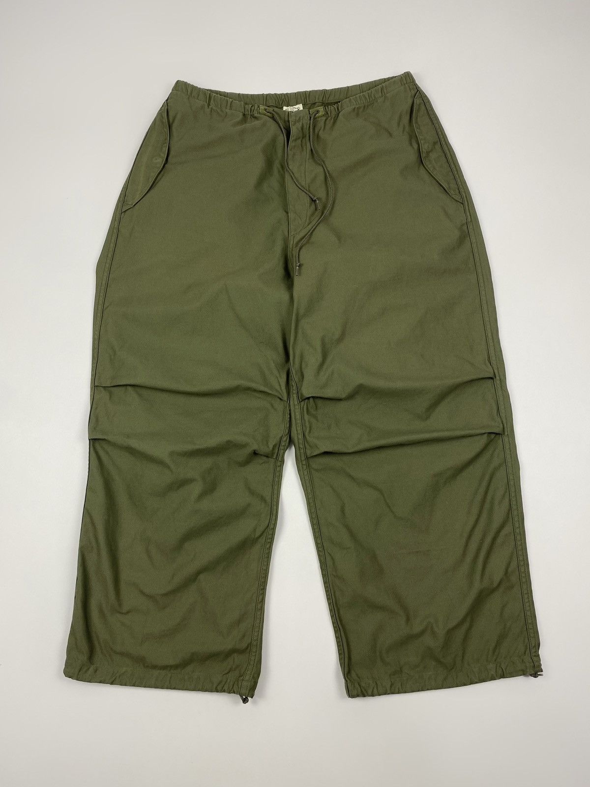 image of Military x Orslow Japan Loose Fit Army Cotton Sateen Trousers in Olive Drab, Men's (Size 33)