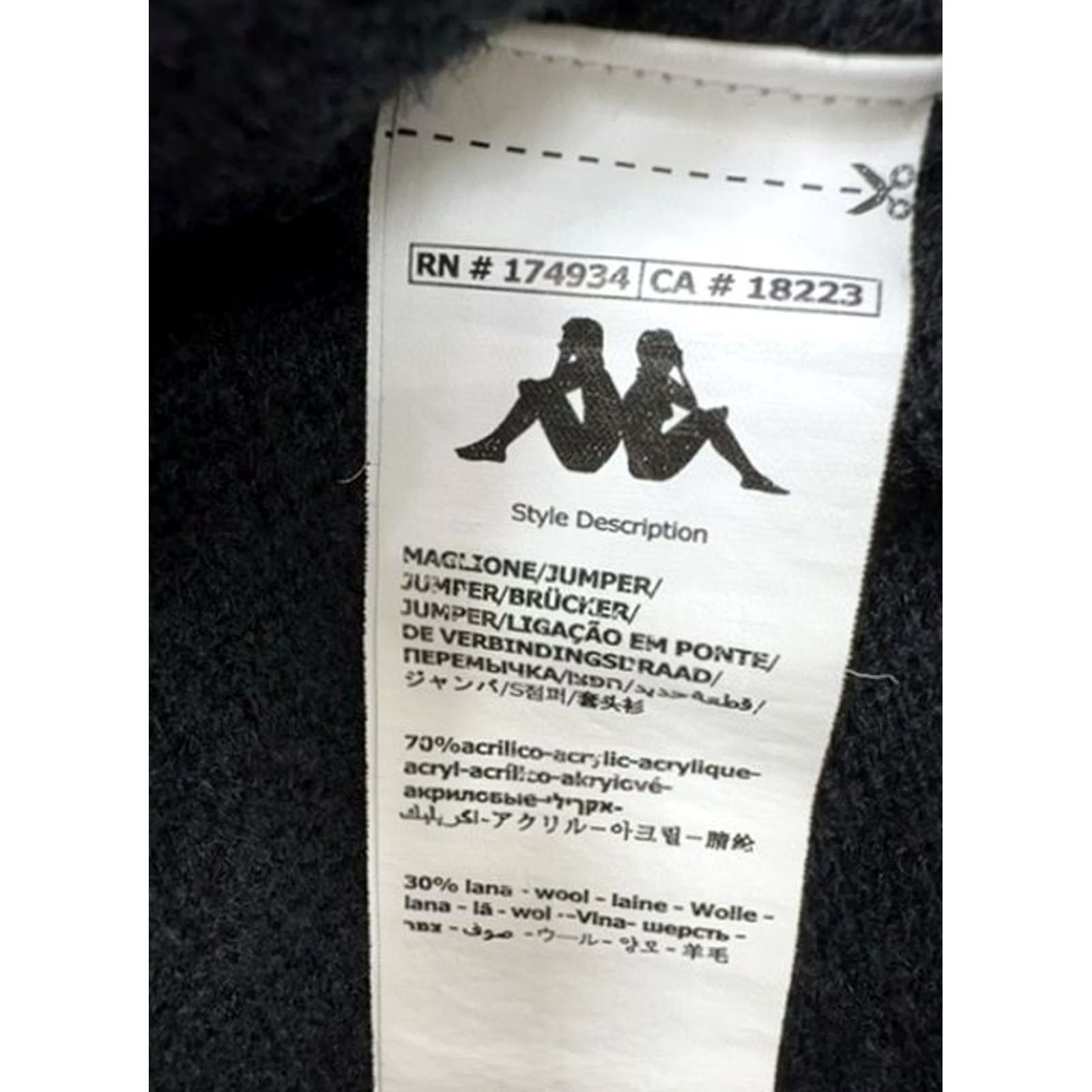 Kappa Kappa Unisex Crewneck Sweater Black Medium Long Sleeve Logo Knit Size US M / EU 48-50 / 2 - 4 Thumbnail