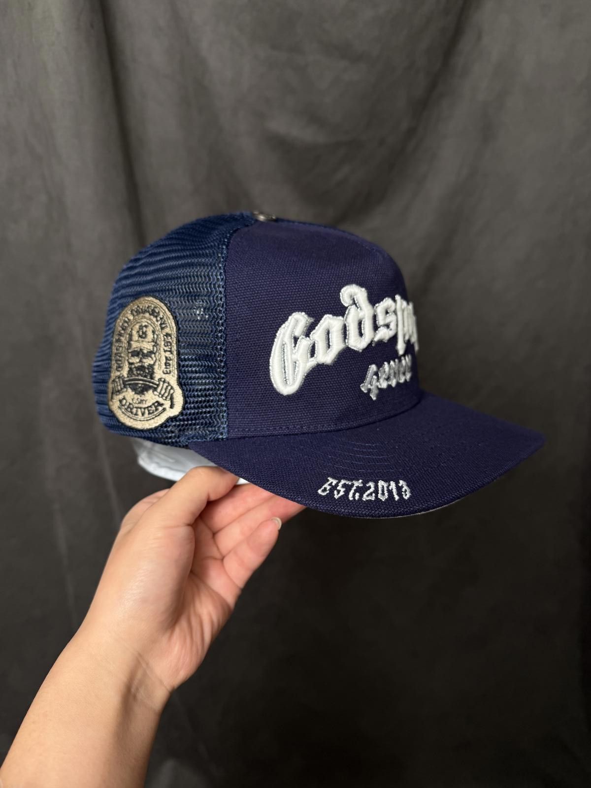 Godspeed Deadstock Y2k Godspeed GS Forever Trucker Snapback Hat Navy Size ONE SIZE - 4 Thumbnail