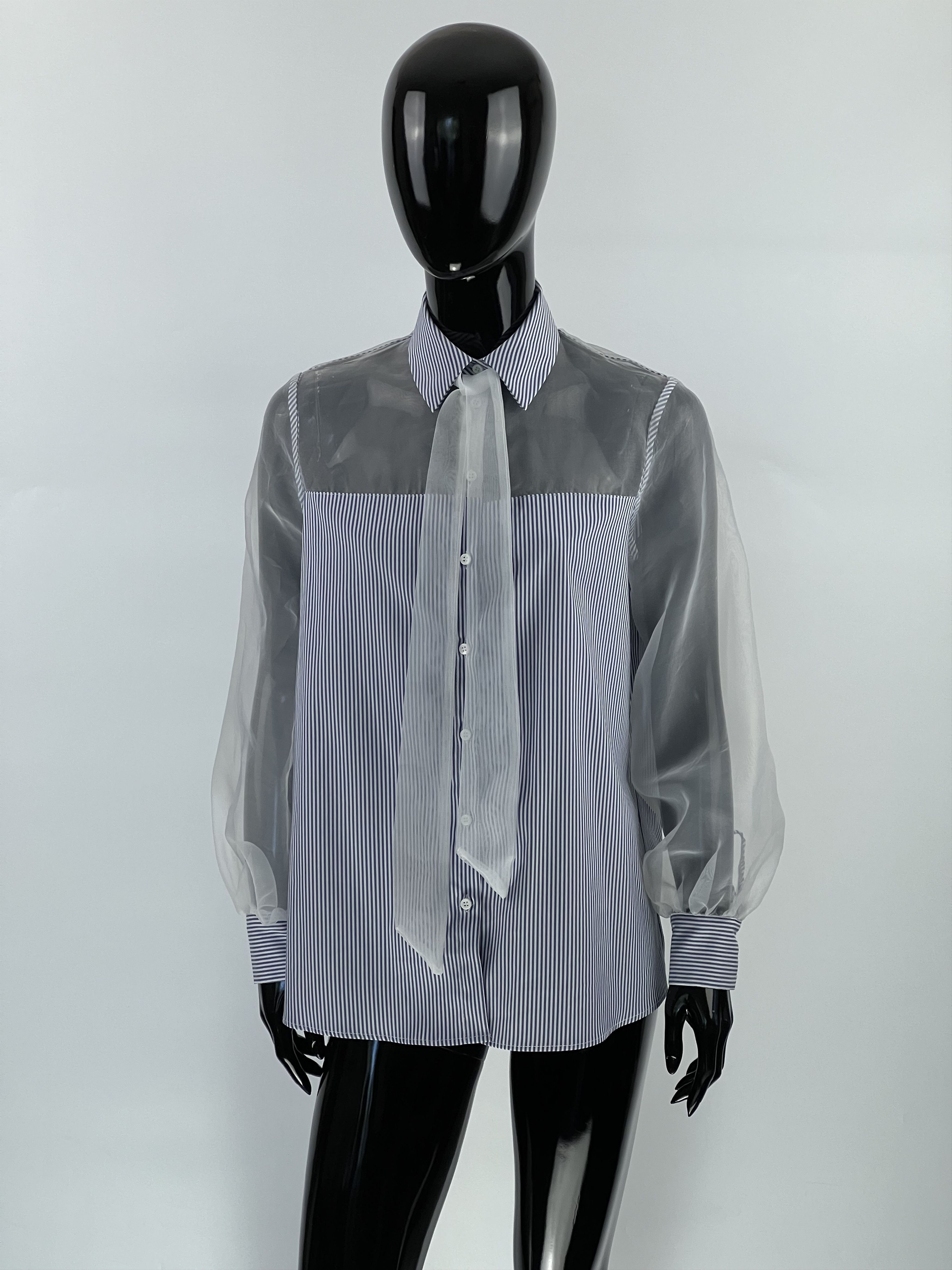 Imperial Imperial Women's Striped Mesh Button Up Shirt Size XS/S Size XS / US 0-2 / IT 36-38 - 1 Thumbnail