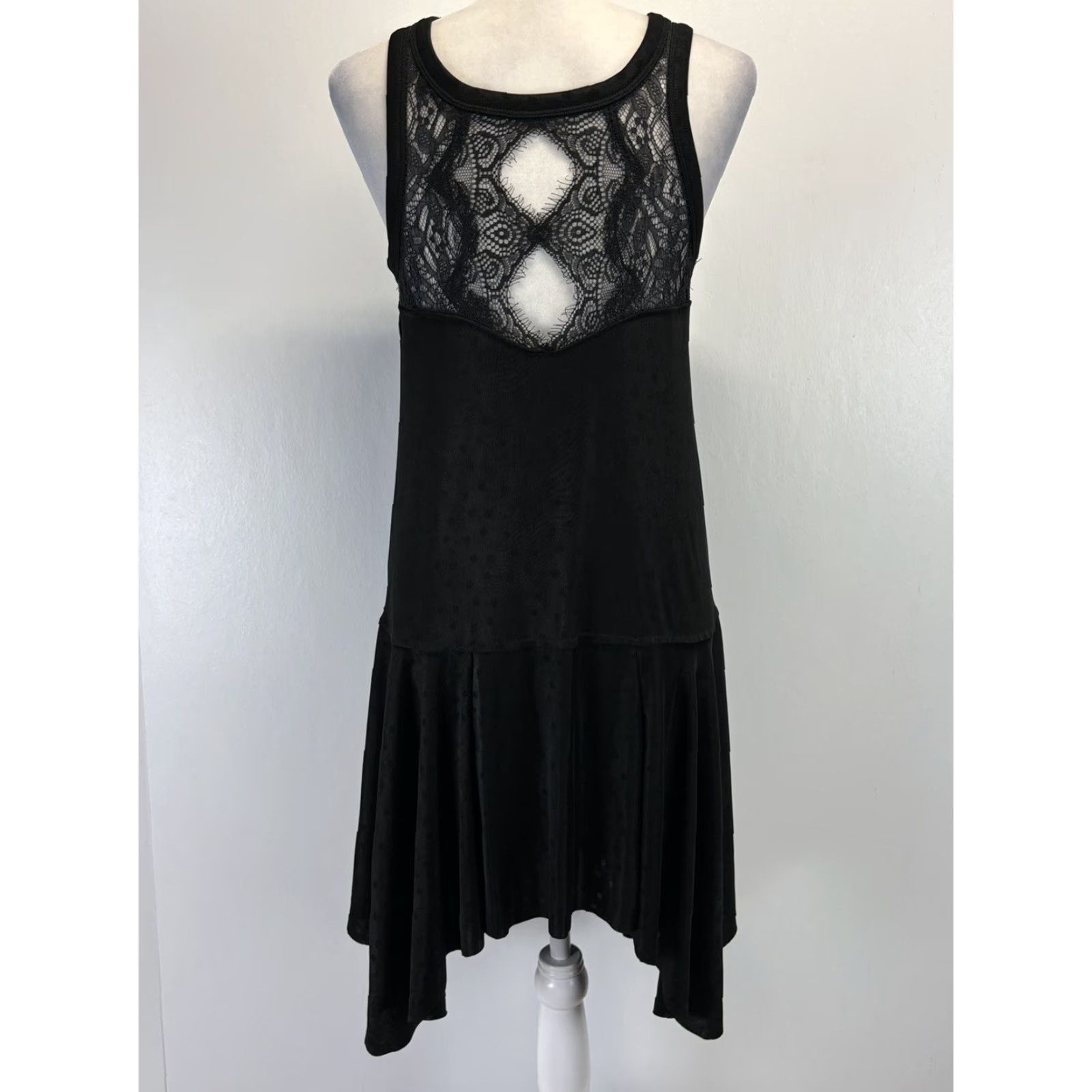 Free People Free People Women XS Black Sleeveless Swing Dress Acetate Lace Bohemian Gothic Grunge Whimsigoth Size XS / US 0-2 / IT 36-38 - 3 Thumbnail