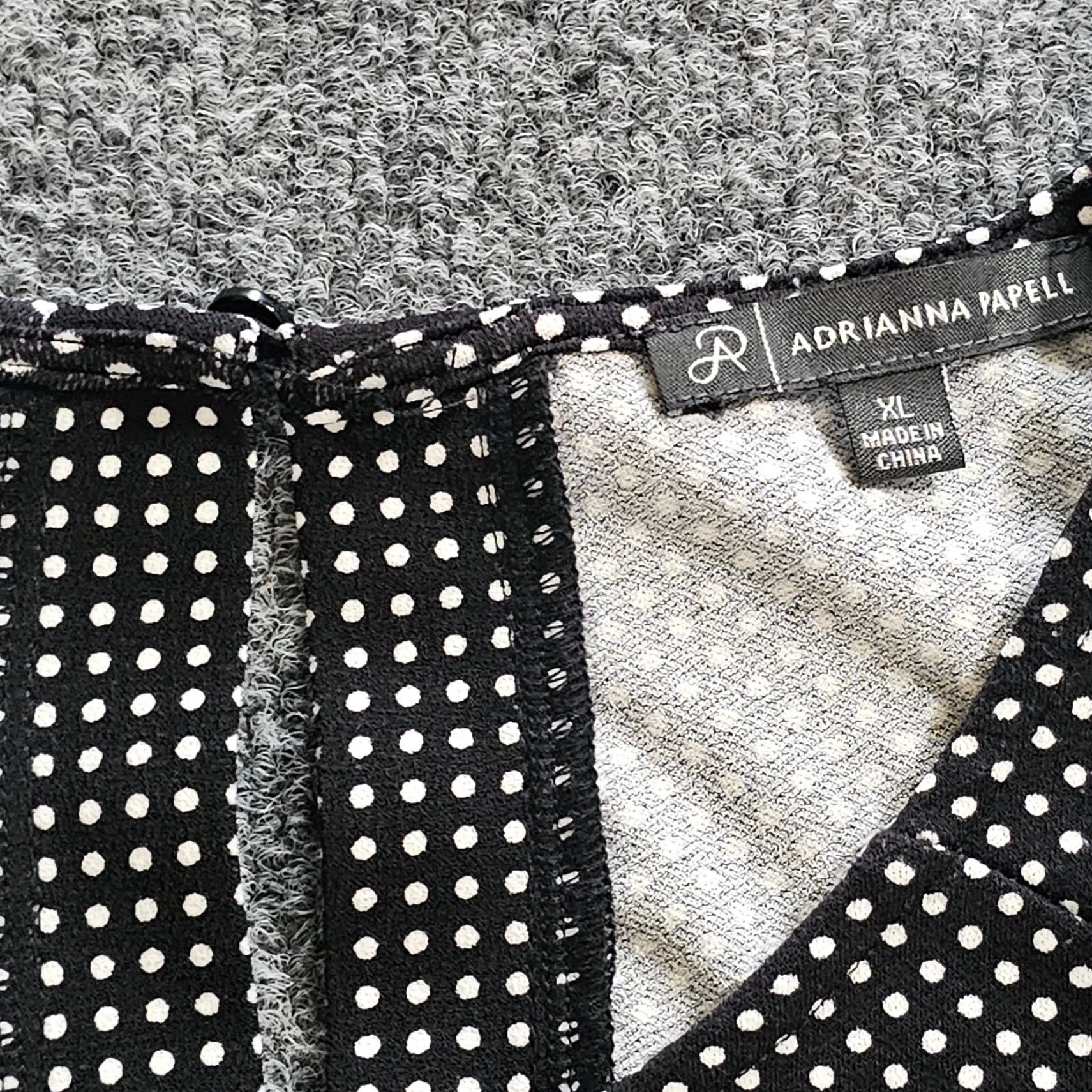 Adrianna Papell Adrianna Papell Top Womens XL Black White Polka Dot 3/4 Sleeve Stretch Casual Blouse Dressy Casual Womens XL Polka Dot Adrianna Papell Top Size XL / US 12-14 / IT 48-50 - 3 Thumbnail