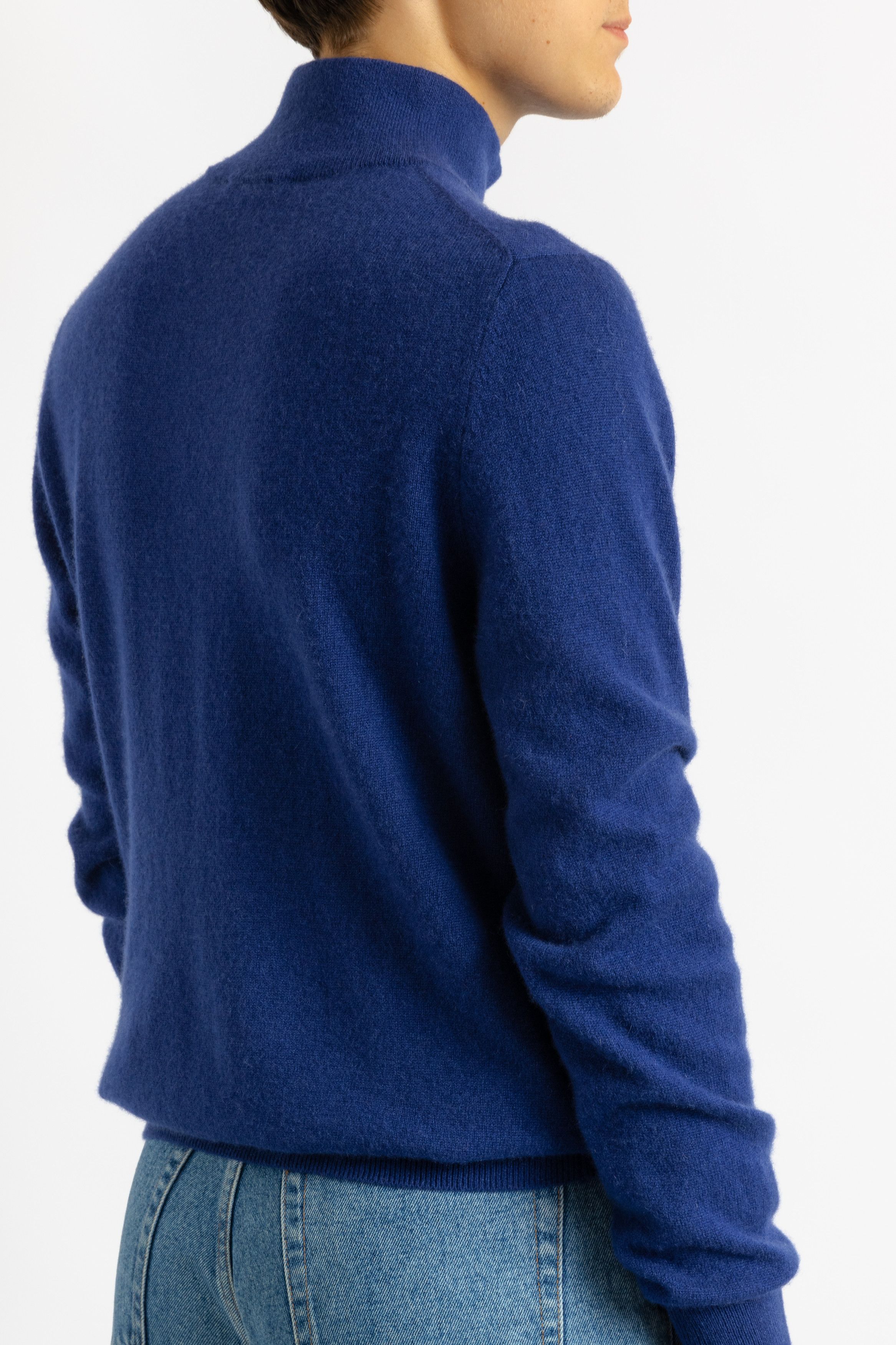 Vintage Unisex Cashmere Blue 1/4 Zip Turtleneck Sweater 8734 Size US M / EU 48-50 / 2 - 7 Thumbnail