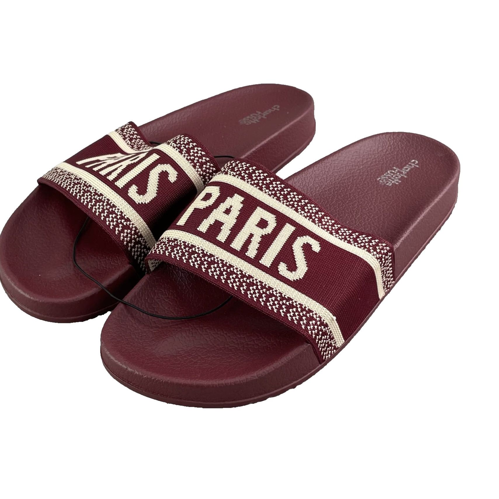 Vintage Charlotte Russe Paris Slides Womens 10 Burgundy Luxury Sandal Beach Glam Resort Size US 10 / IT 40 - 2 Thumbnail