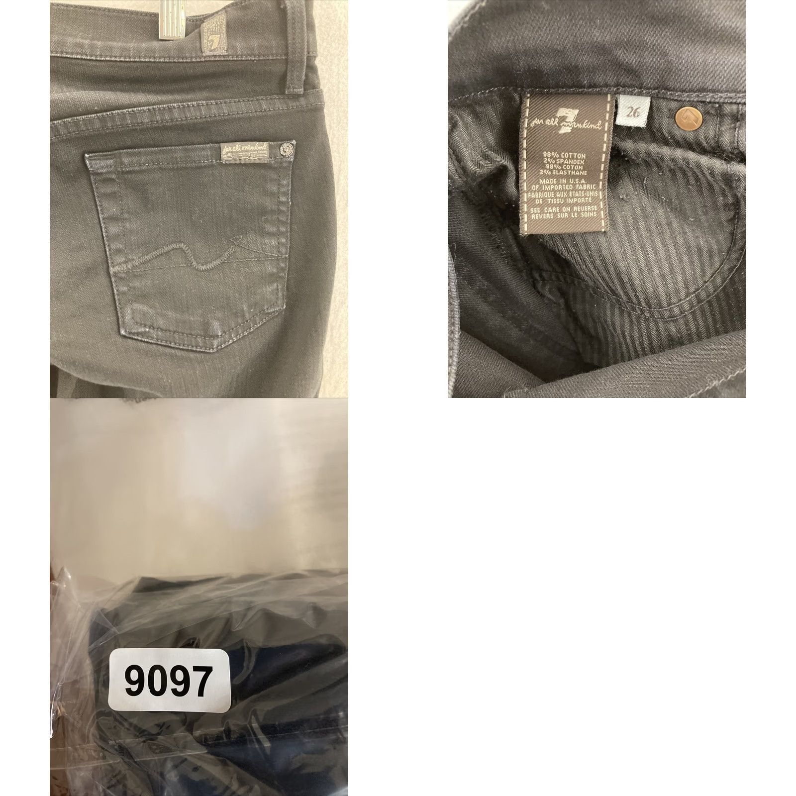 7 For All Mankind 7 For All Mankind Jeans Womens 26 Black Straight Leg Pants Size 26" / US 2 / IT 38 - 8 Thumbnail