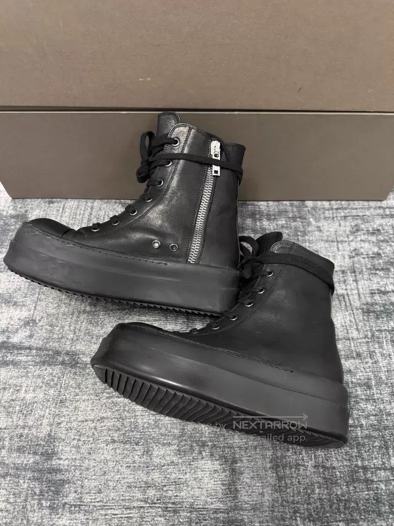 Rick Owens Rick Owens Pure Black Thick Low Large Converse shoes Size US 5.5 / IT 35.5 - 4 Thumbnail