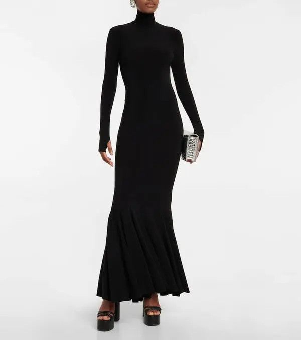 Saint Laurent Paris o1bcso1str1125 Long Turtleneck Dress in Black Size XL / US 12-14 / IT 48-50 - 2 Thumbnail