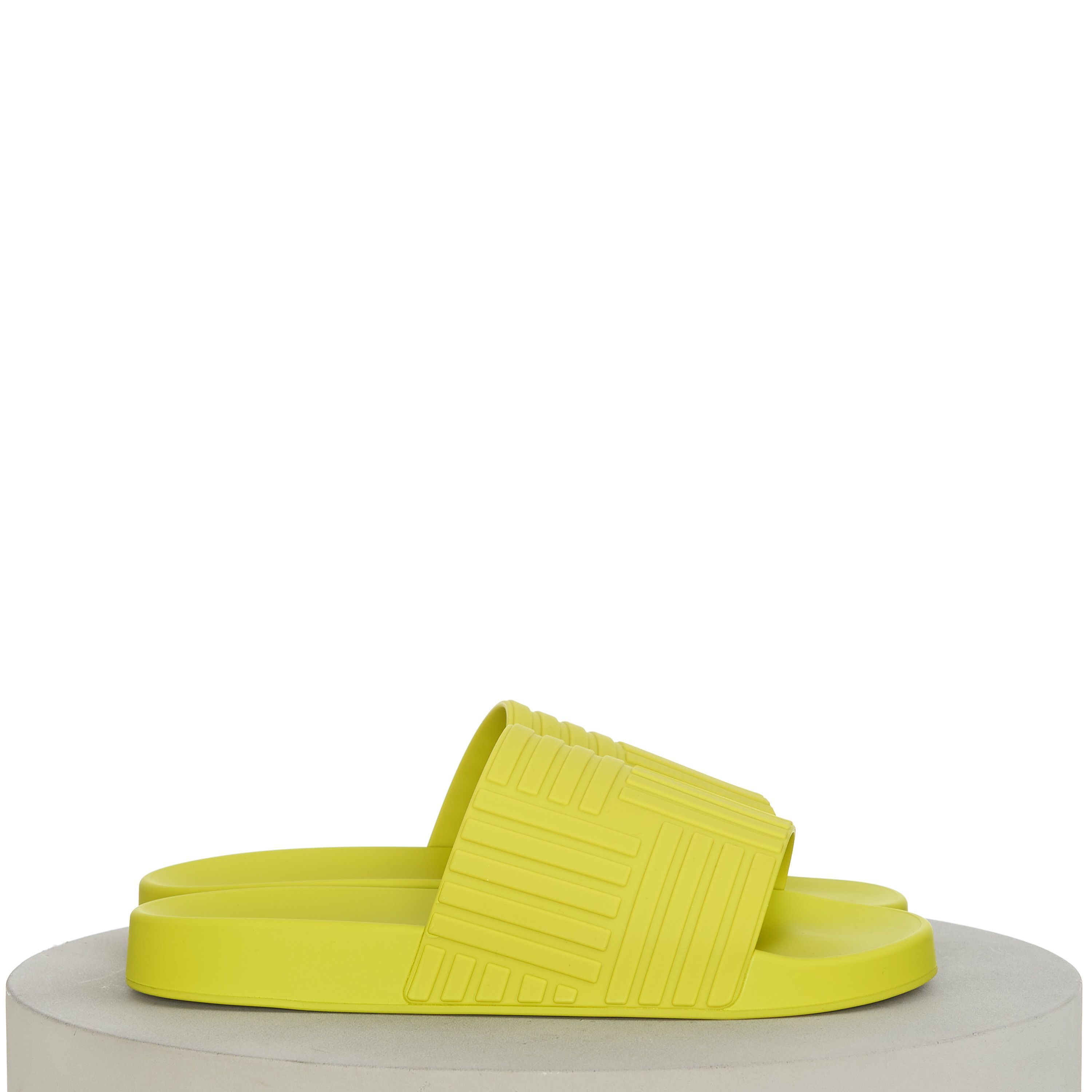 image of Bottega Veneta Men's "slider" Slide Sandals In Kiwi Green Rubber (Size 10)