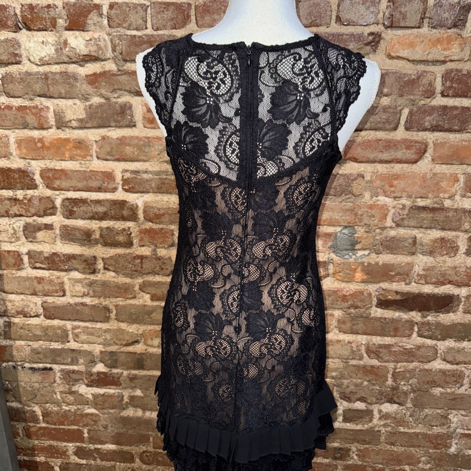 Other Black Nude Lace Ruffled Hem Dress Sz 4 Whimsy Goth Fairy LBD Size S / US 4 / IT 40 - 6 Thumbnail