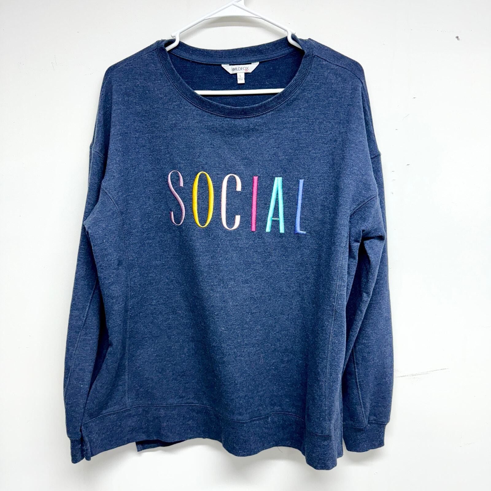 Wildfox Wildfox Crewneck Pullover Navy Embroidered Graphic Large Size L / US 10 / IT 46 - 1 Thumbnail