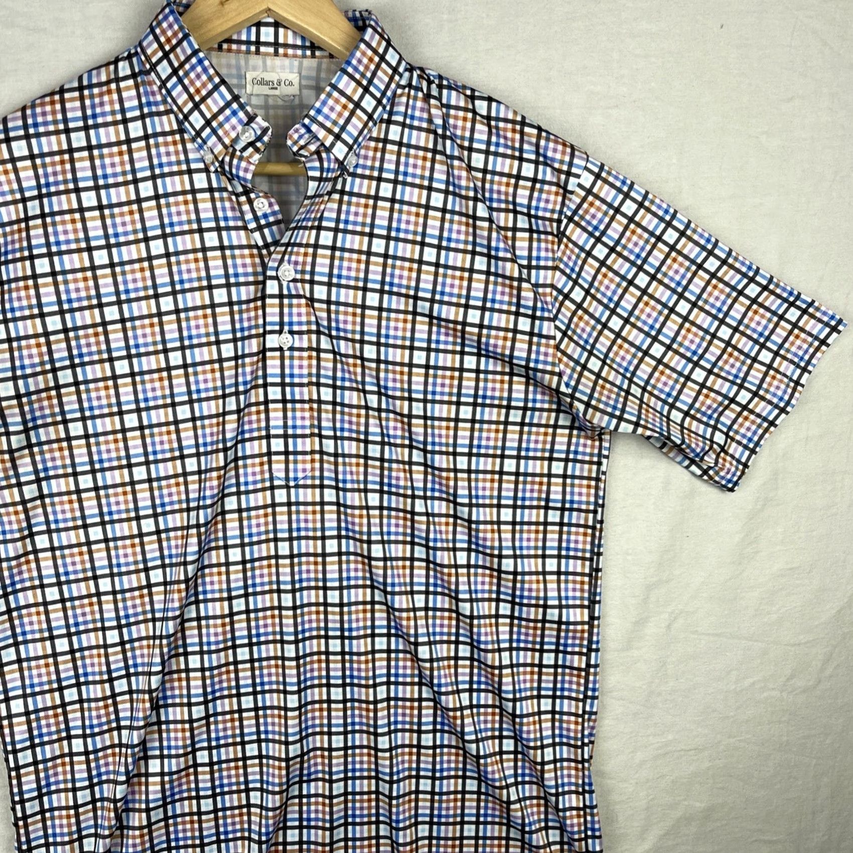 CO Collars & Co Polo Shirt Mens Large Checked Button Down Short Sleeve Multi Color Size US L / EU 52-54 / 3 - 3 Thumbnail