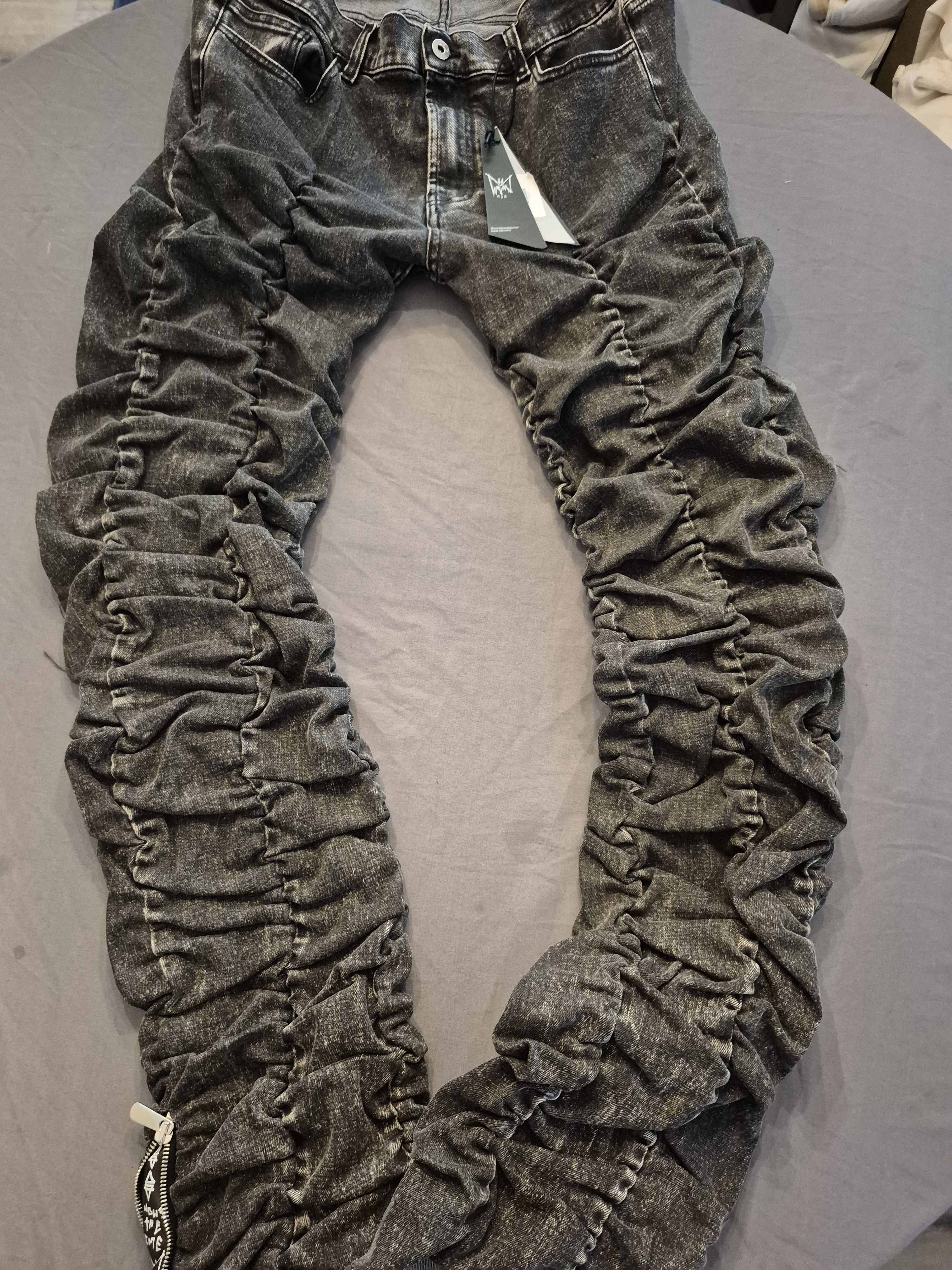 Marc Jacques Burton MJB Marc Jacques Burton Black Stack Acid Wash Jeans Size US 34 / EU 50 - 2 Thumbnail
