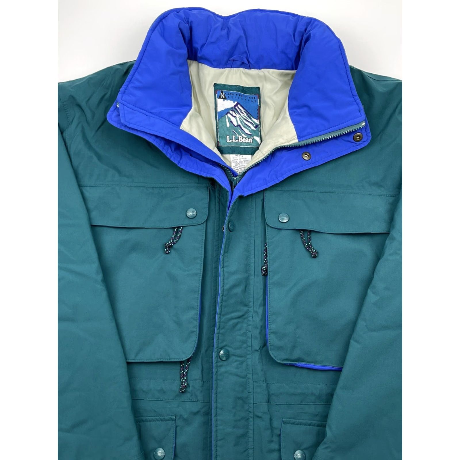 Vintage VTG L.L. Bean North Col GORE-TEX Quilted Insulated Parka Jacket Coat Men L Teal 90s Skiing Winter Fall Spring Zip Snap Nylon Packable Hood Mens Jacket Size US L / EU 52-54 / 3 - 2 Thumbnail
