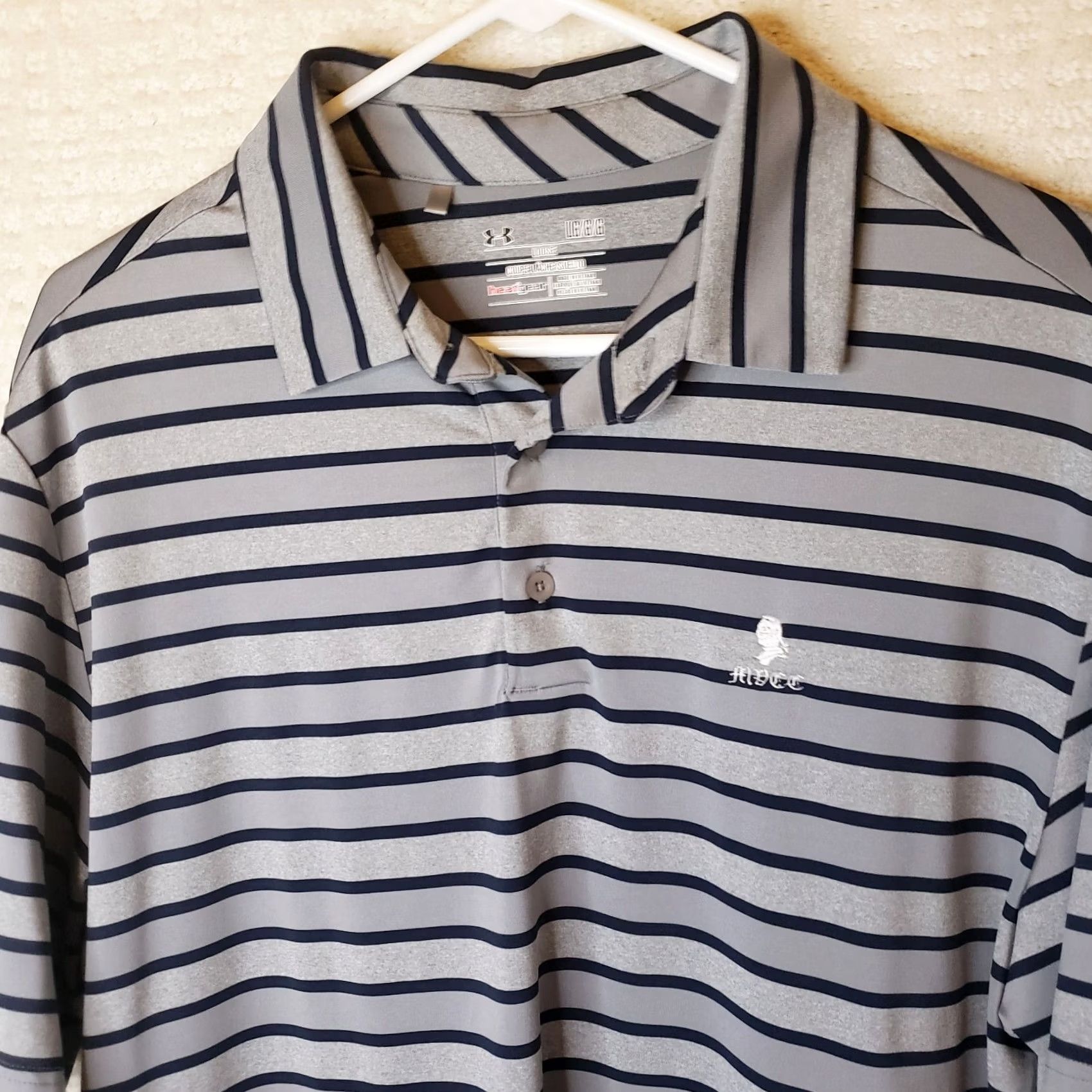 Under Armour Under Armour Heatgear Polo Shirt Mens L Gray Black Striped Golf Short Sleeve Loose Fit Breathable Moisture Wicking Size US L / EU 52-54 / 3 - 3 Thumbnail