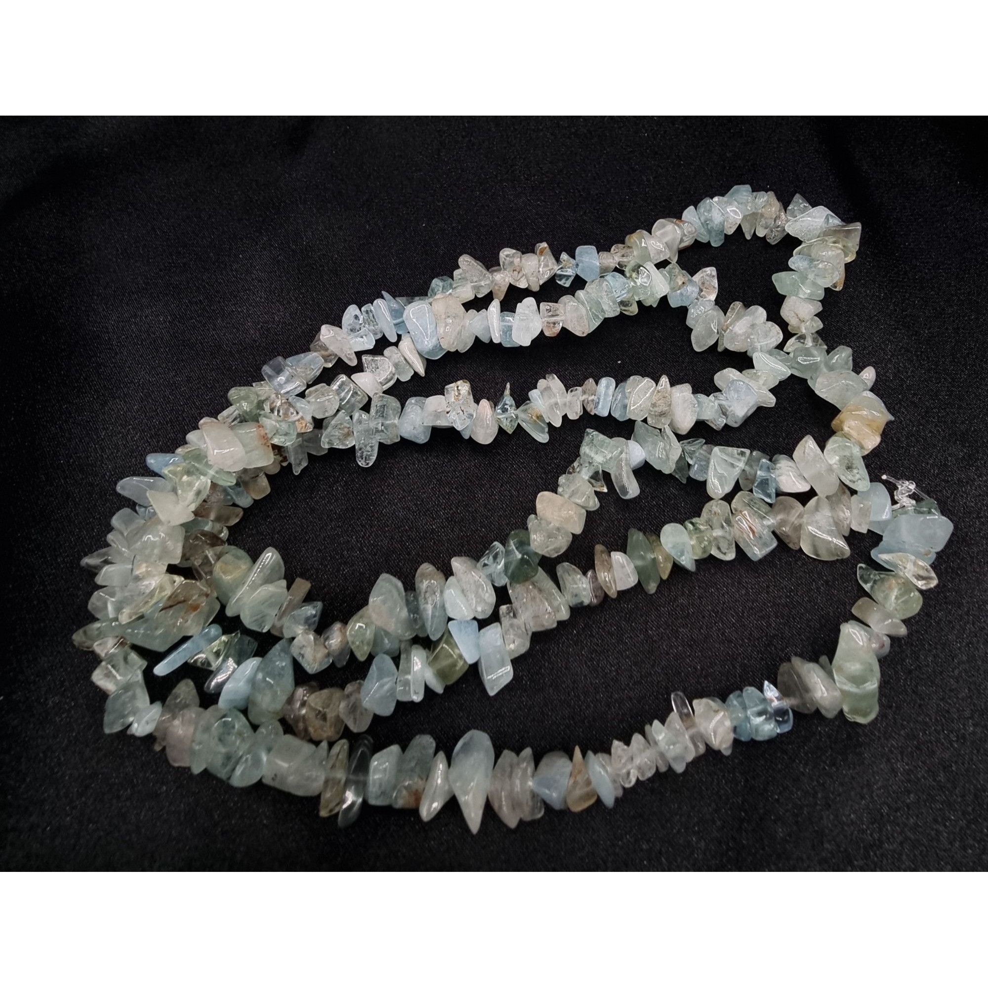 Vintage Long Natural Aquamarine Chip Bead Necklace Size ONE SIZE - 4 Thumbnail
