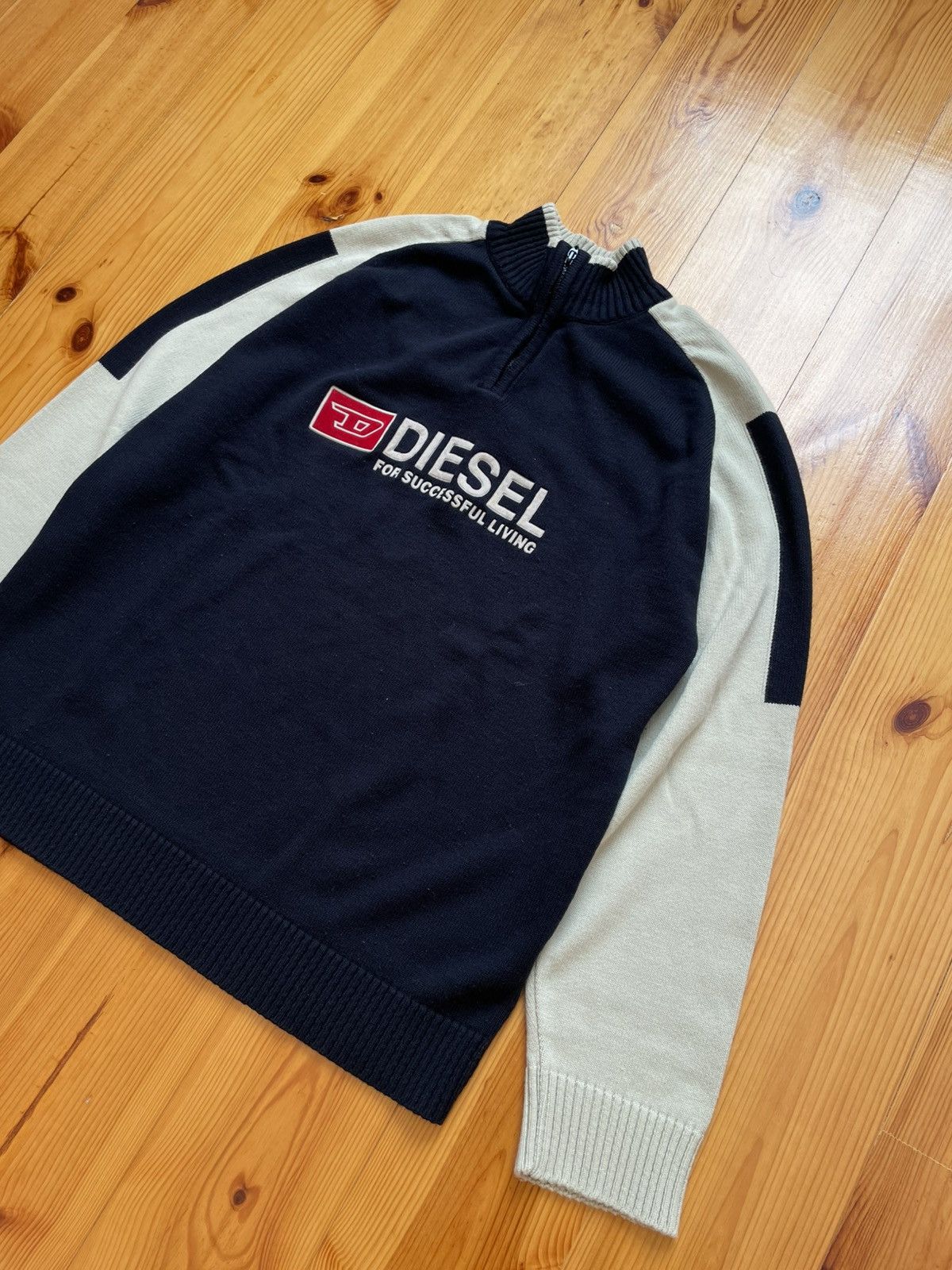 Diesel VINTAGE DIESEL BIG LOGO AVANT GARDE Y2K 1/4 ZIP UP SWEATER Size US XL / EU 56 / 4 - 3 Thumbnail