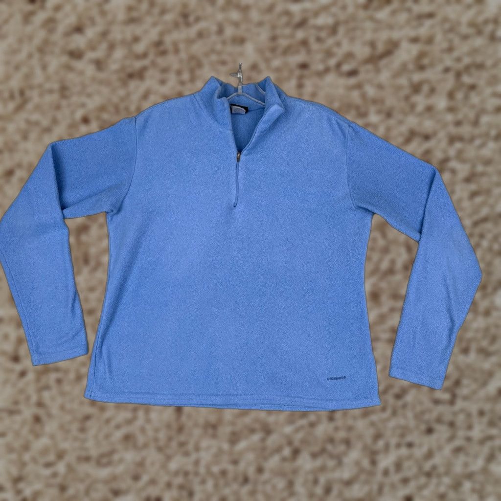 Patagonia Sweater Womens M Blue 1/4 Zip Mock Neck Fleece Capilene Polyester Pullover