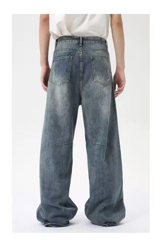 Jean Streetwear Washed Baggy Straight Wide Leg Jeans Size US 32 / EU 48 - 11 Thumbnail