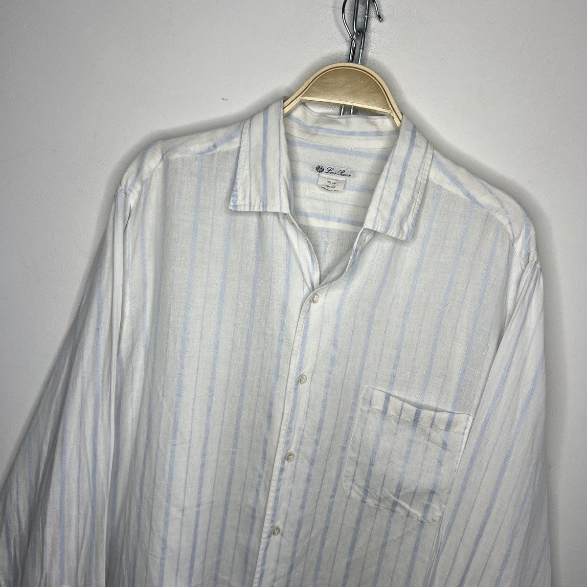 Loro Piana Loro Piana Light Blue White Old money Linen Shirt Button Up Size US L / EU 52-54 / 3 - 4 Thumbnail