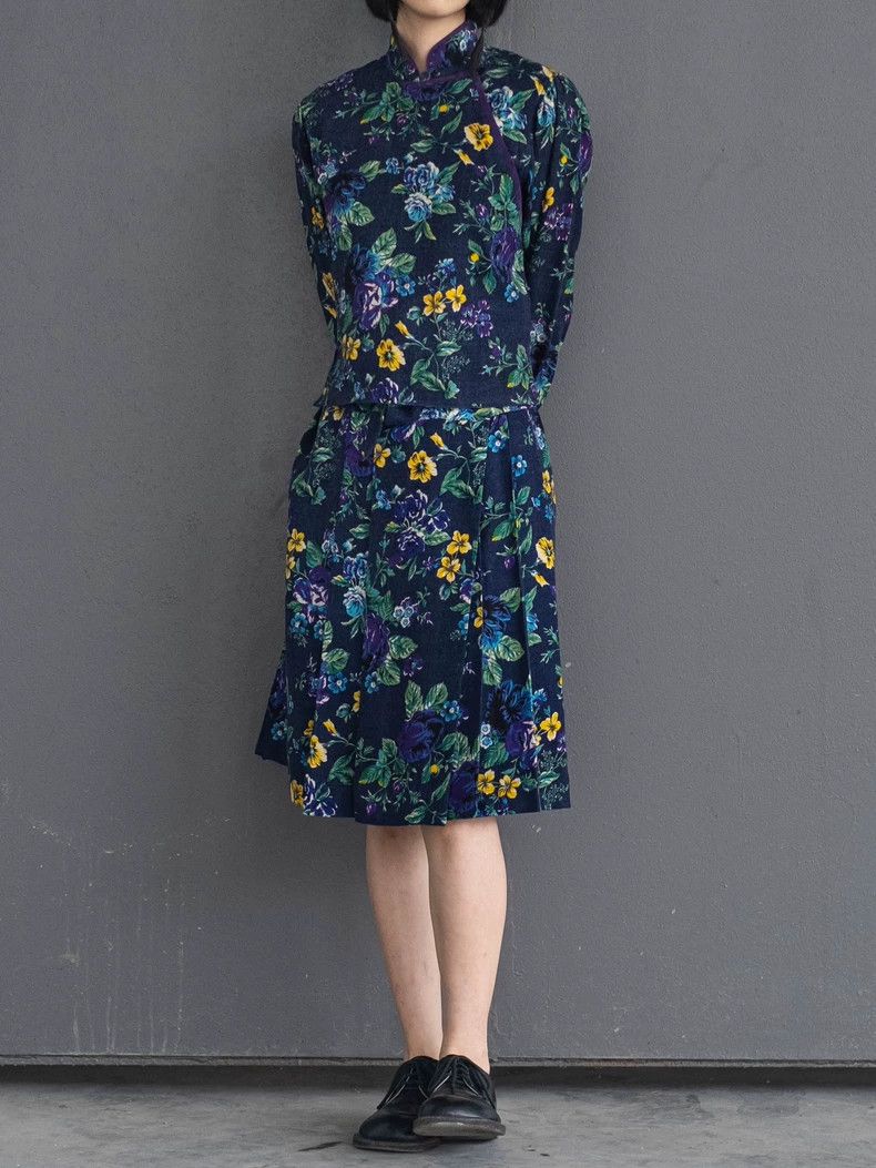 Kenzo KENZO Early showy blue and purple wool floral set vintage Size M / US 6-8 / IT 42-44 - 1 Thumbnail