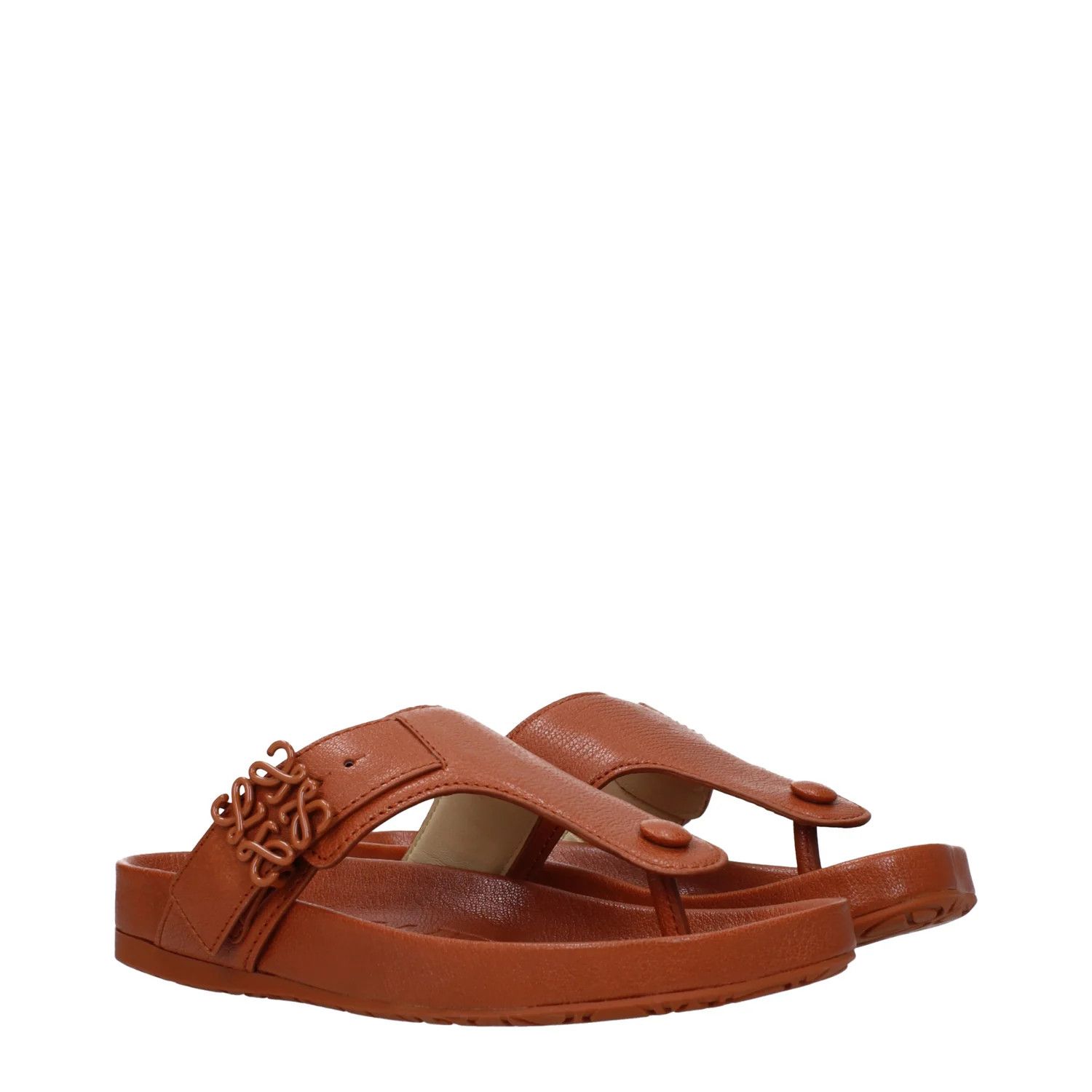 Loewe ob1o1e1124 Leather Flip Flops in Brown Size US 6 / IT 36 - 2 Thumbnail
