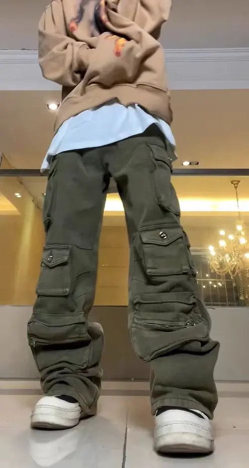 VIBE Vintage straight-leg multi-pocket zip cargo pants Size US 32 / EU 48 - 4 Thumbnail