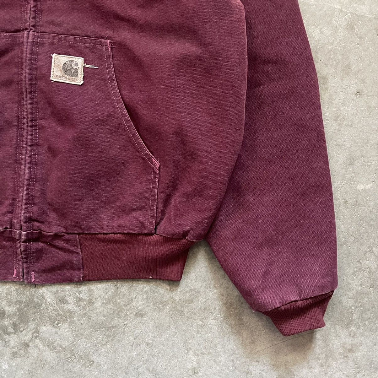 Carhartt × Vintage 90s Carhartt Duck Jacket BRG Burgundy JQ246 Size US L / EU 52-54 / 3 - 3 Thumbnail