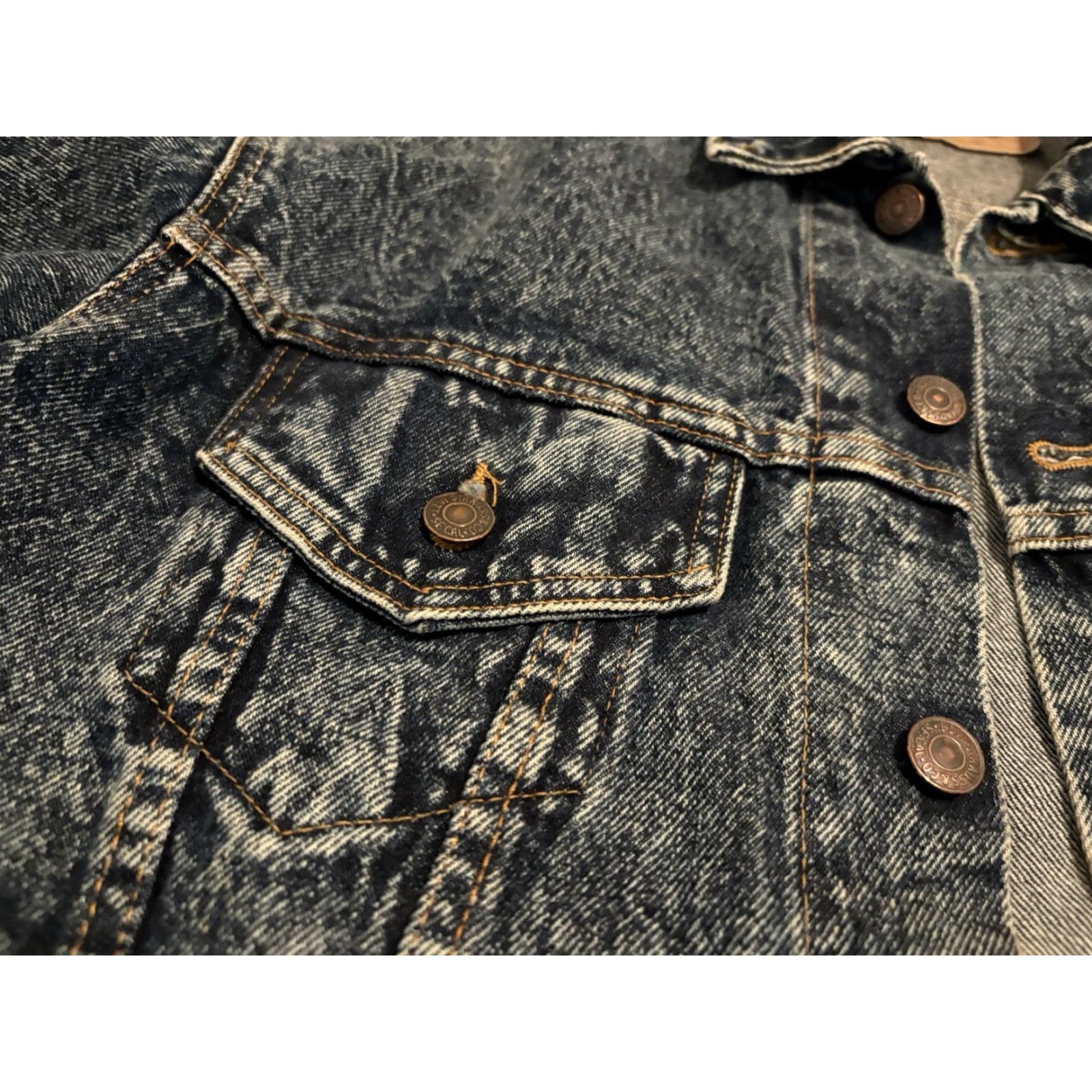 Levi's VINTAGE Levi's Denim Jacket 70507 0227 Acid Wash Blue Medium Trucker Jacket Mens Jeans Coat Size US 31 - 5 Thumbnail