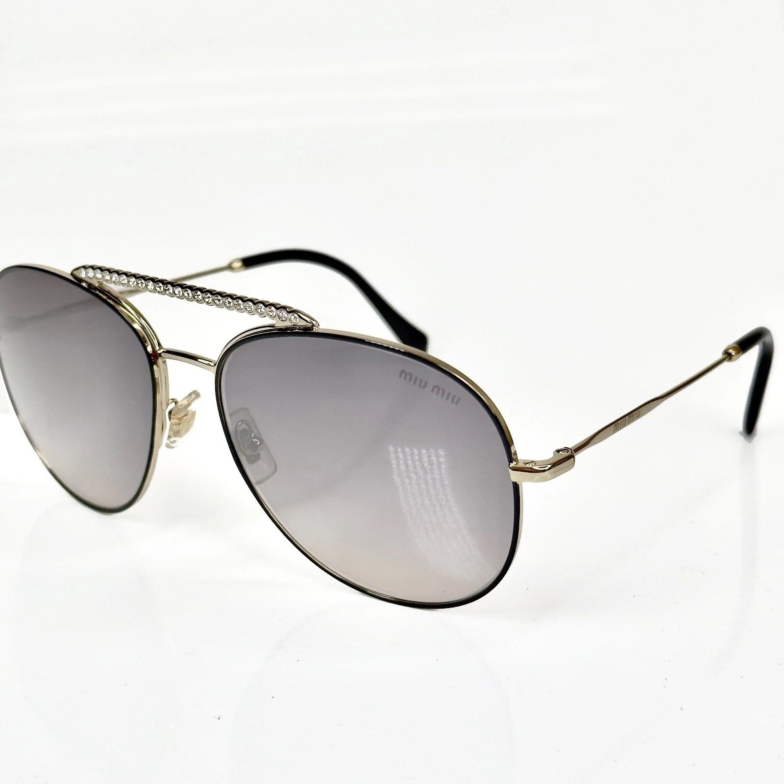 Miu Miu MIU MIU MU53VS SOCIETE CRYSTAL Gold Black Pink Aviator 53V Size ONE SIZE - 4 Thumbnail