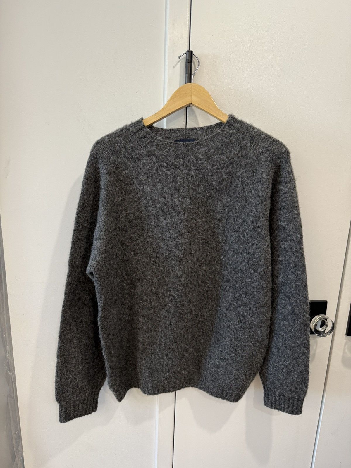 Pre-owned Drake's Charcoal Shetland In Grey
