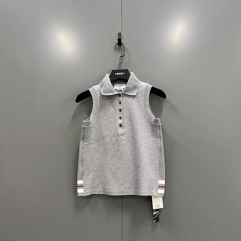 Thom Browne Thom Browne Sleeveless Stripe Polo Shirt- dmc Size US M / EU 48-50 / 2 - 1 Thumbnail
