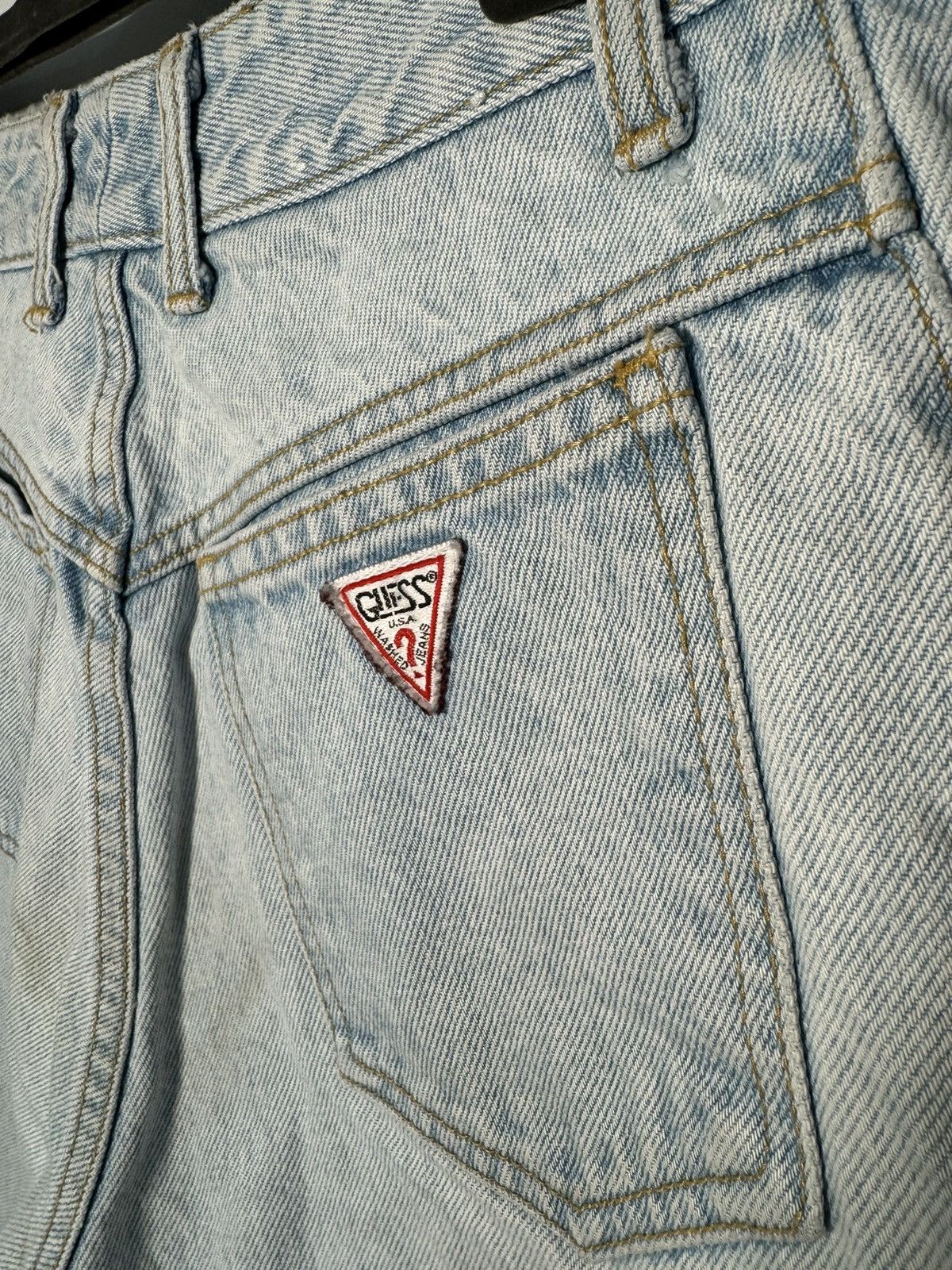 Guess × Vintage Guess Light Wash Denim Shorts Ripped Distressed Size US 29 - 6 Thumbnail