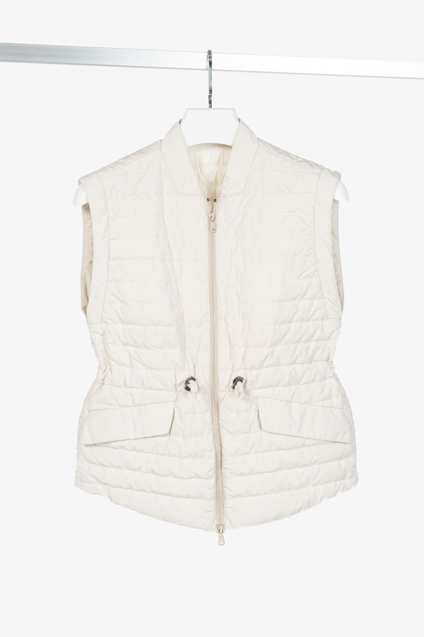 Brunello Cucinelli Brunello Cucinelli SS15 Ecru Taffeta Quilted Down Vest Size S / US 4 / IT 40 - 1 Thumbnail