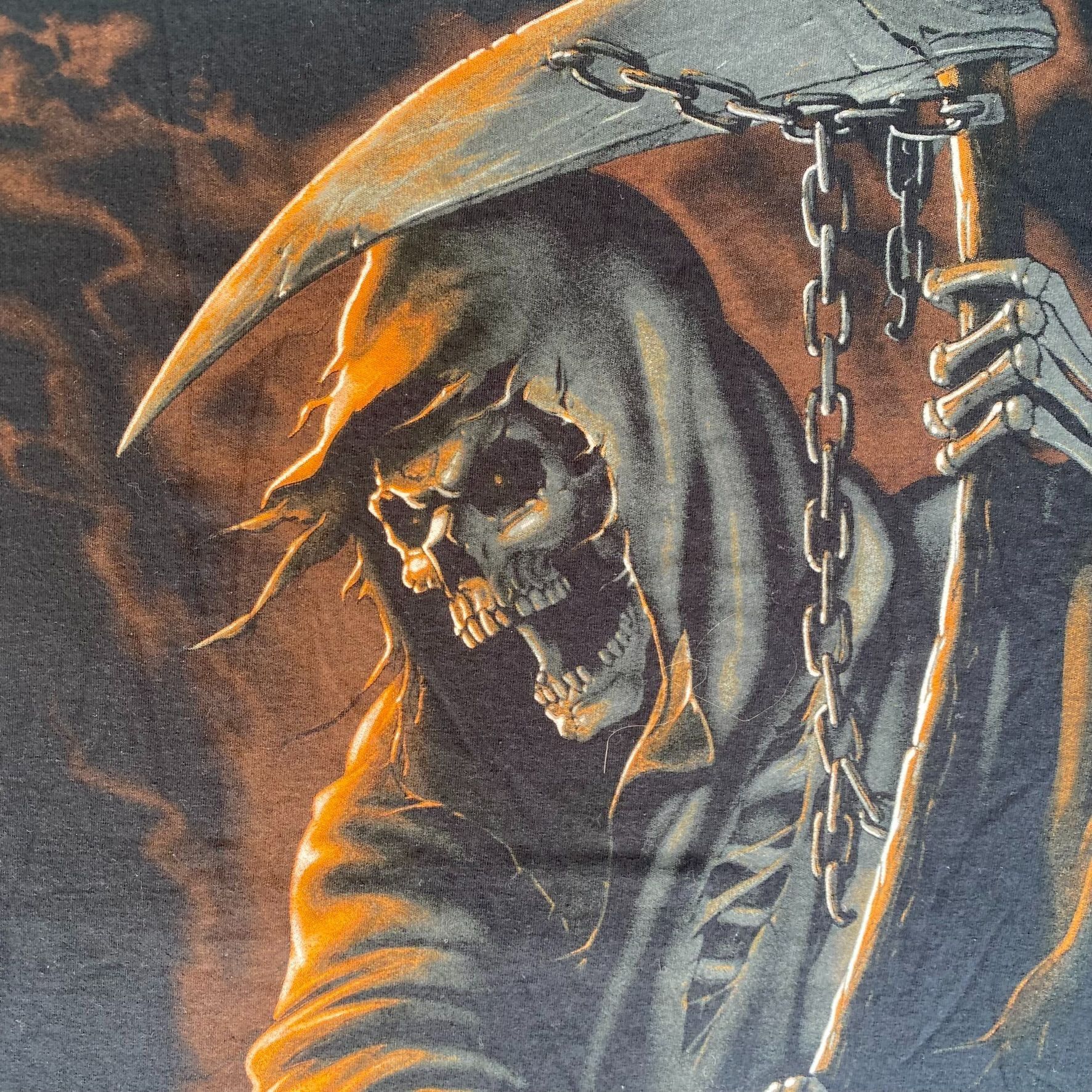 Fruit Of The Loom Vintage Y2K Reaper Skull Shirt Grunge Goth Death Emo Punk Te Size US XL / EU 56 / 4 - 3 Thumbnail