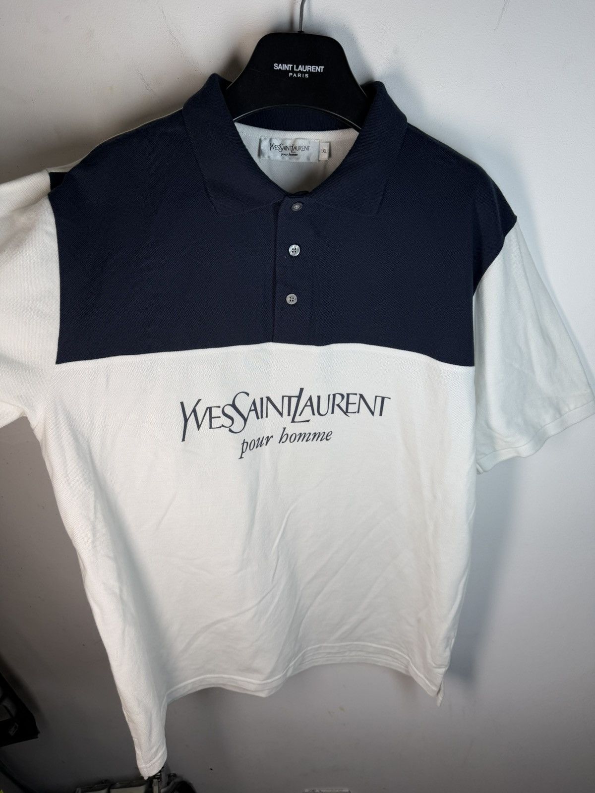 Yves Saint Laurent White YSL Polo Shirt Spell Out YSL T-Shirt Size US XL / EU 56 / 4 - 8 Thumbnail