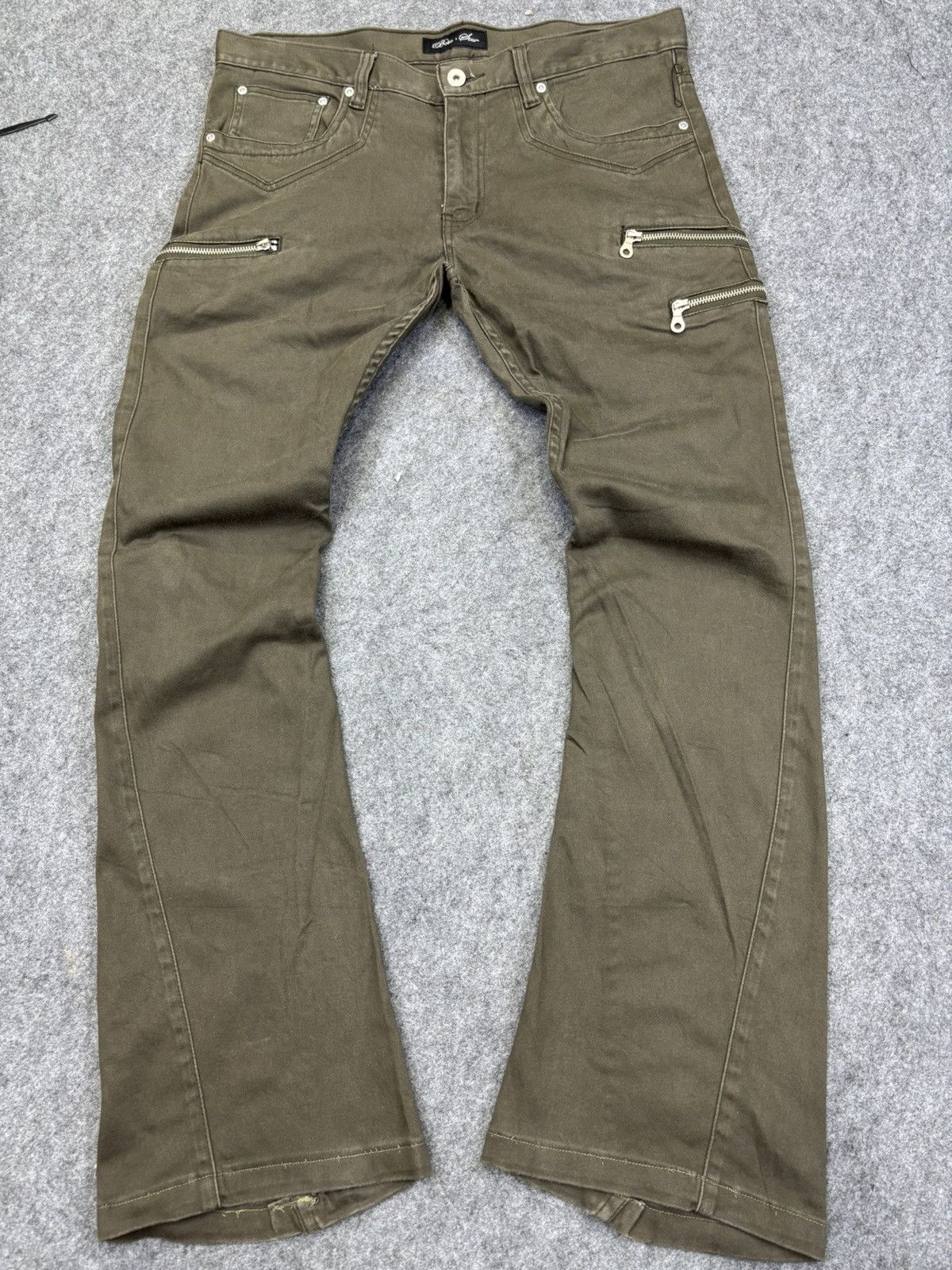 Japanese Brand 💥Curved SuperFlare 💥Bike Star Zipper Style Pant F895 Size US 35 - 17 Thumbnail