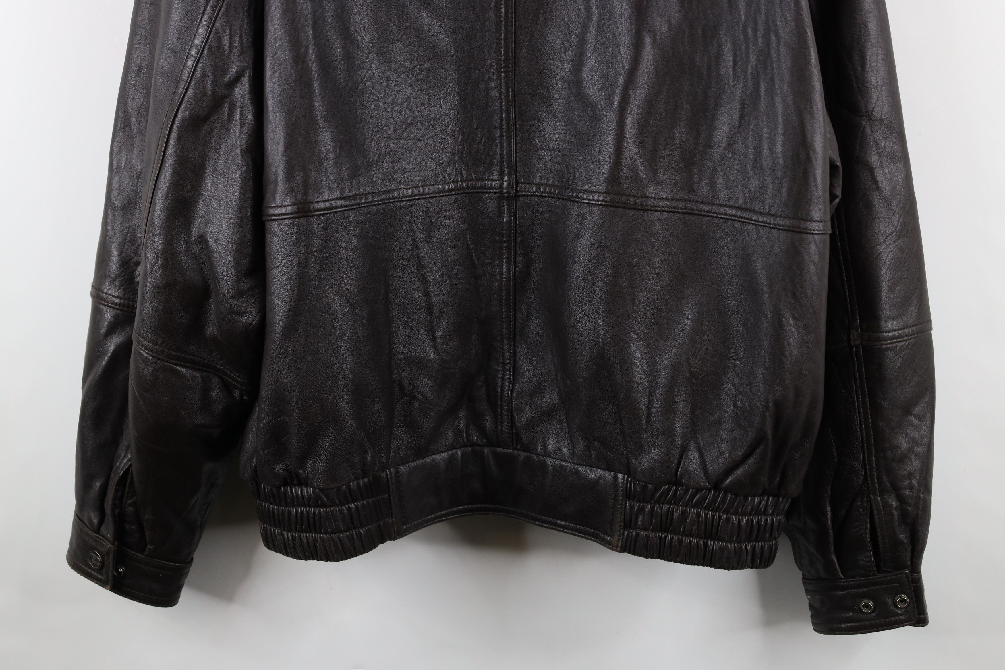 Vintage Vintage 90s Streetwear Leather Flight Bomber Jacket Brown Size US XL / EU 56 / 4 - 15 Thumbnail