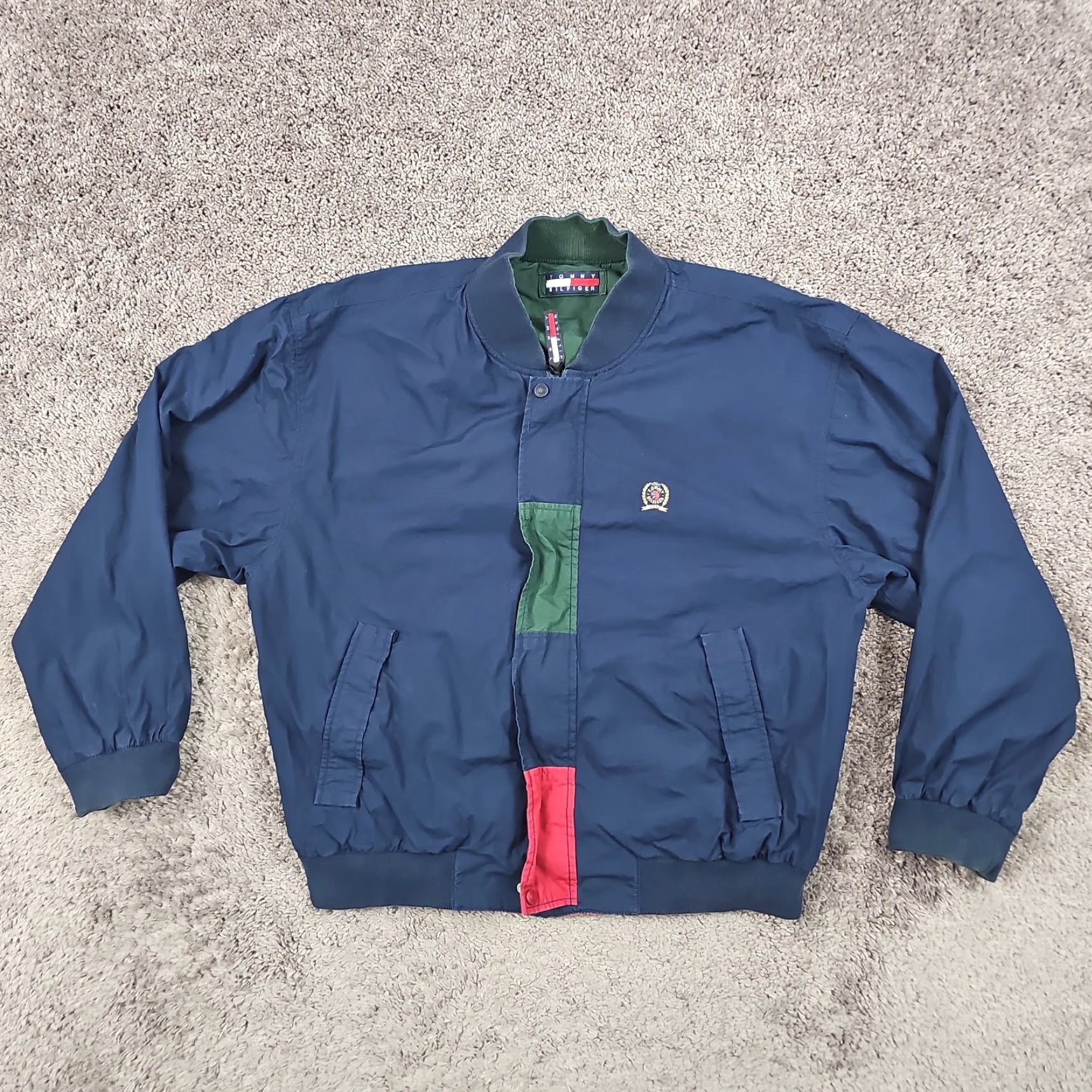 Tommy Hilfiger VINTAGE Tommy Hilfiger Bomber Jacket Men XL Green Nylon Reversible Full Zip Golf Size US XL / EU 56 / 4 - 2 Thumbnail